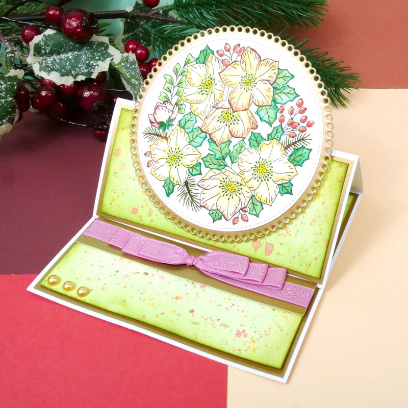For the Love of Stamps - A Circle of Christmas Roses