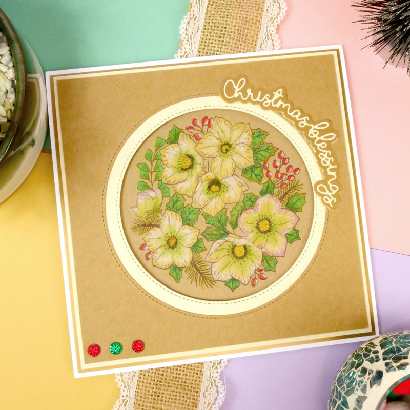 For the Love of Stamps - A Circle of Christmas Roses