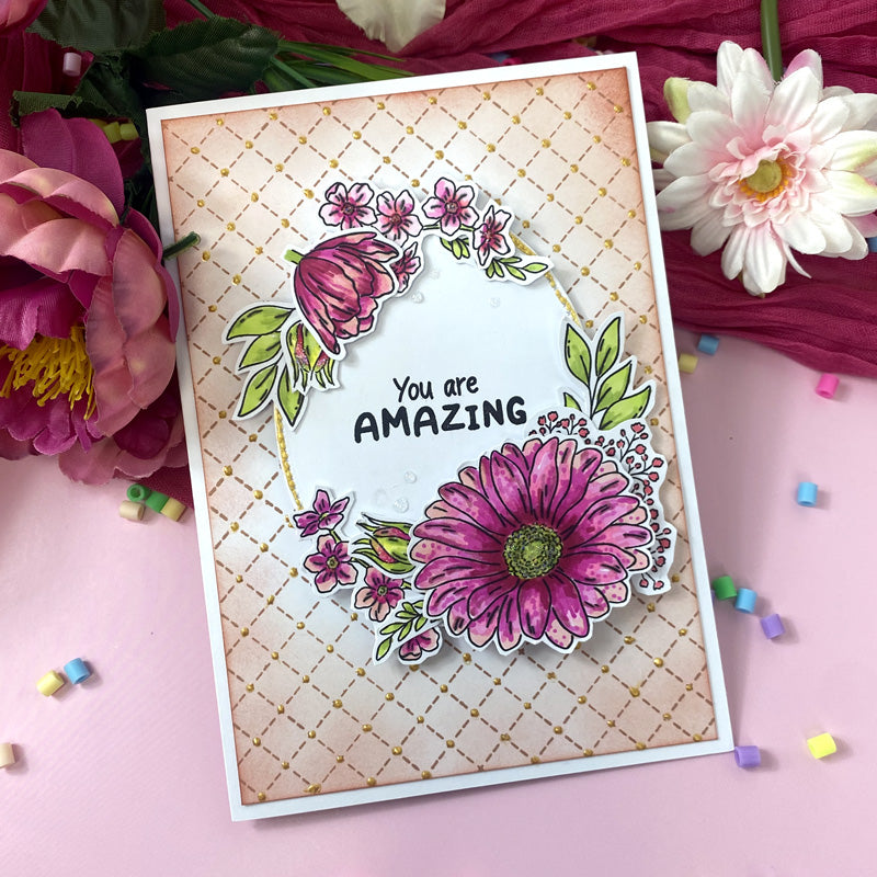 For the Love of Stamps - Stitched Trellis Background