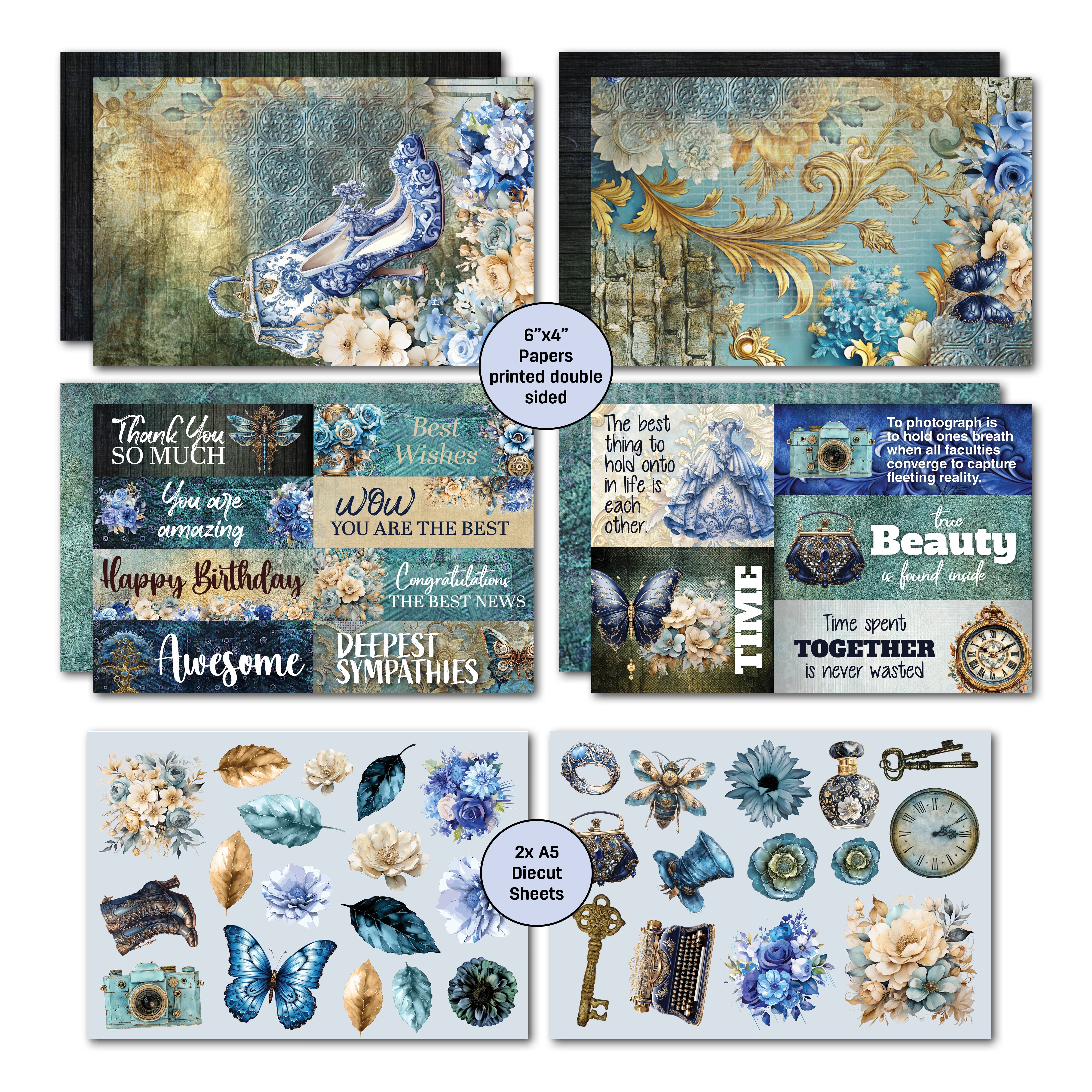 3Quarter Designs Grunged Baroque 6x4 Card Pack