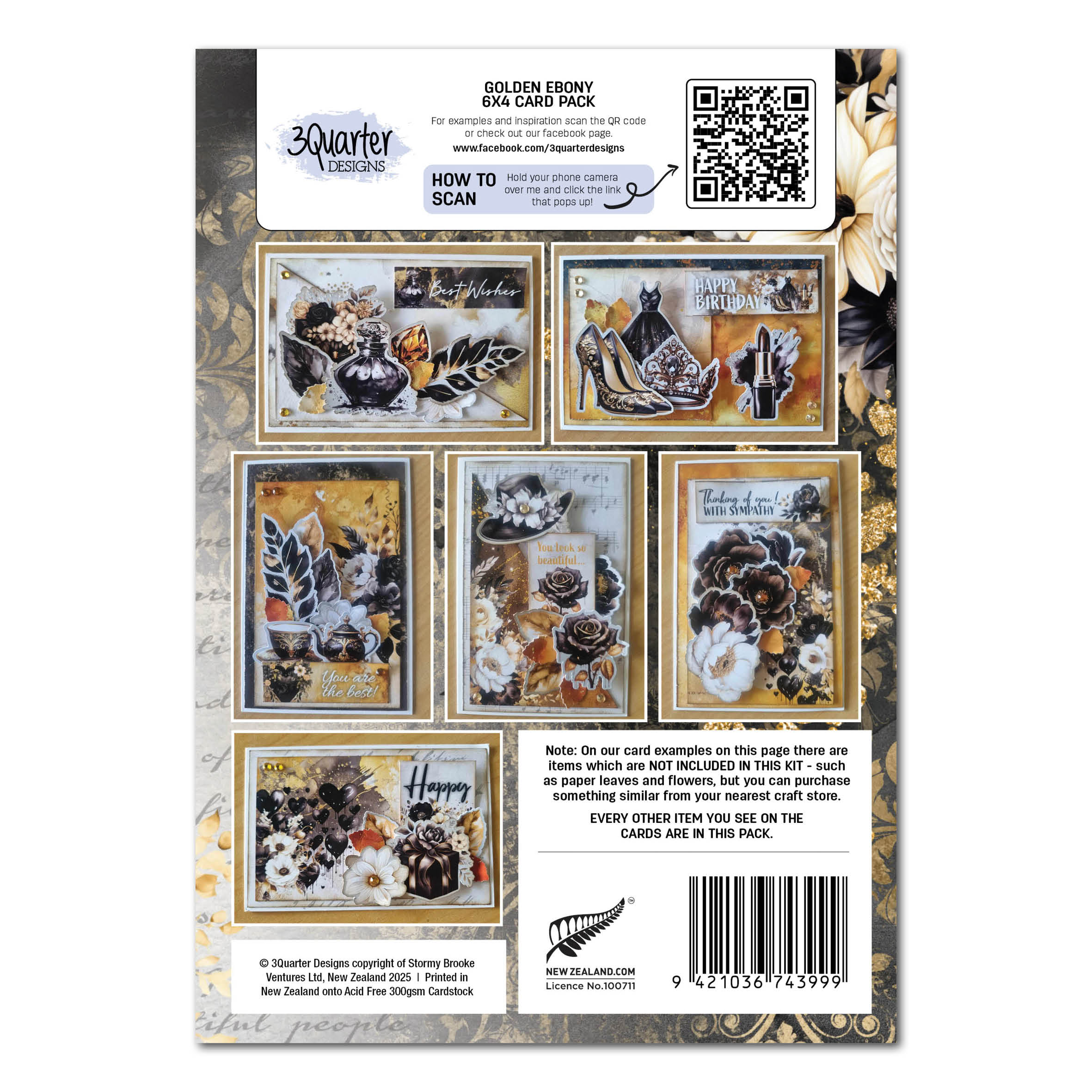 3Quarter Designs Golden Ebony 6x4 Card Pack