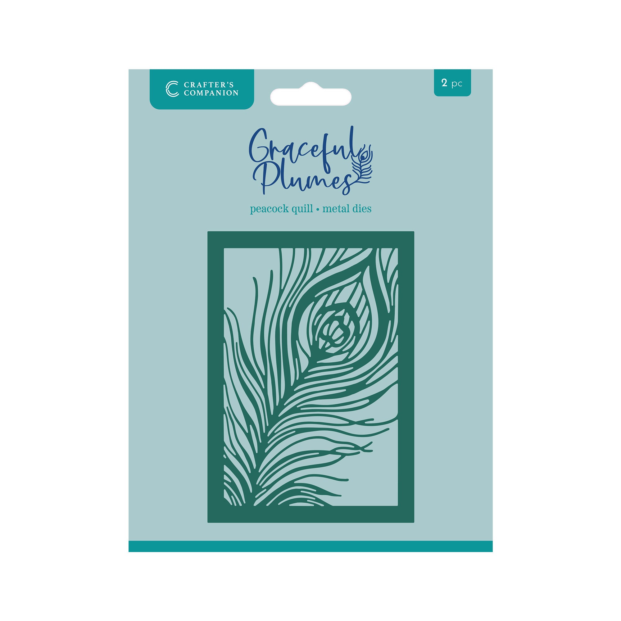 Graceful Plumes Metal Die Create-a-Card - Peacock Quill