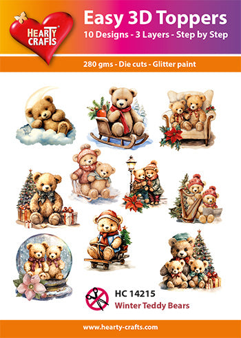 Hearty Crafts Easy 3D-Toppers - Winter Teddy Bears