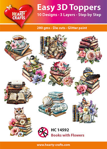 Hearty Crafts Easy 3D Toppers - Books With Flowers