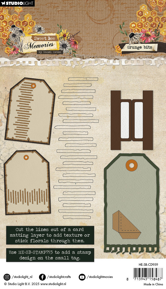 HE Cutting Dies Grunge Bits Sweet Bee Memories 9 PC