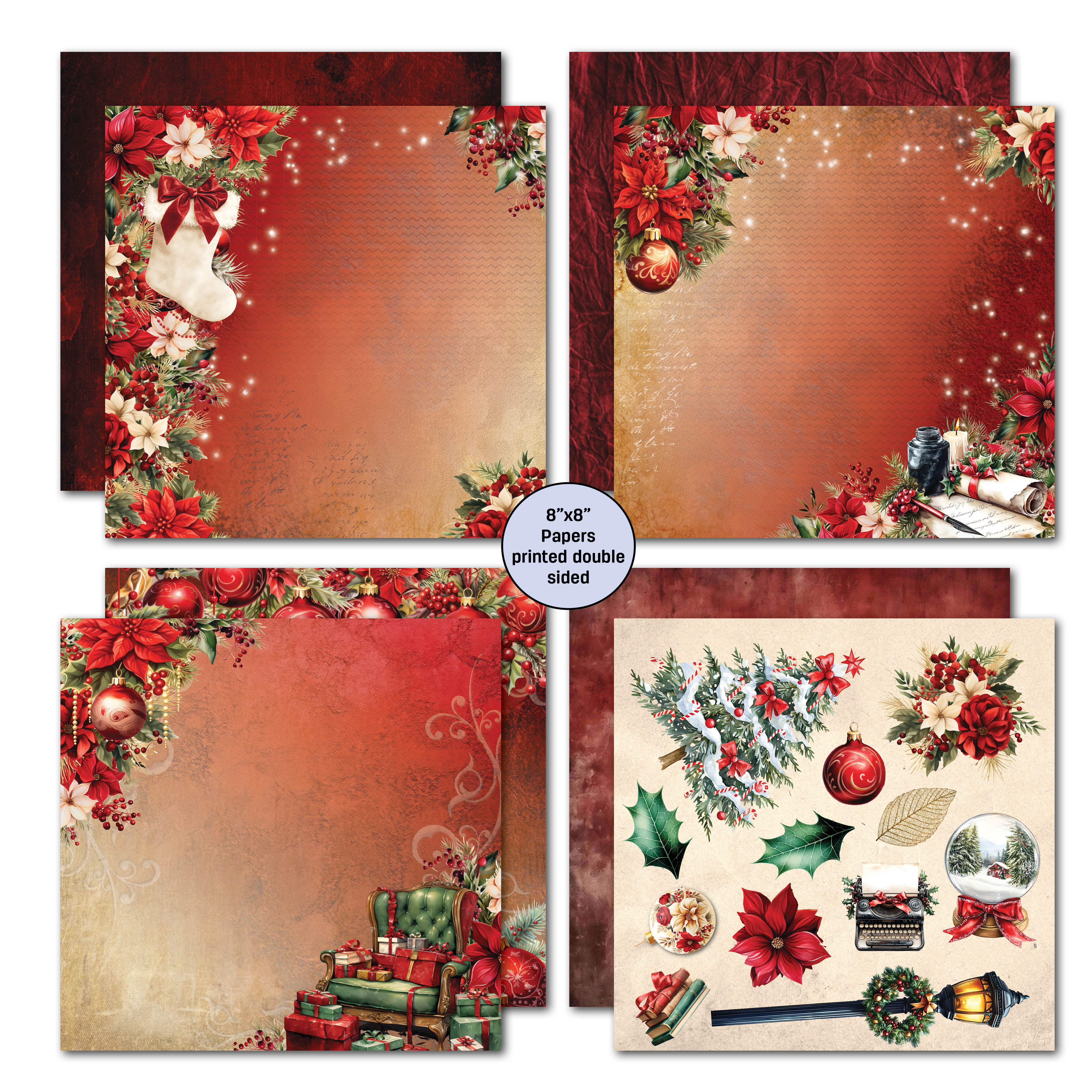 3Quarter Designs Holly Jolly 8x8 Paper Pack