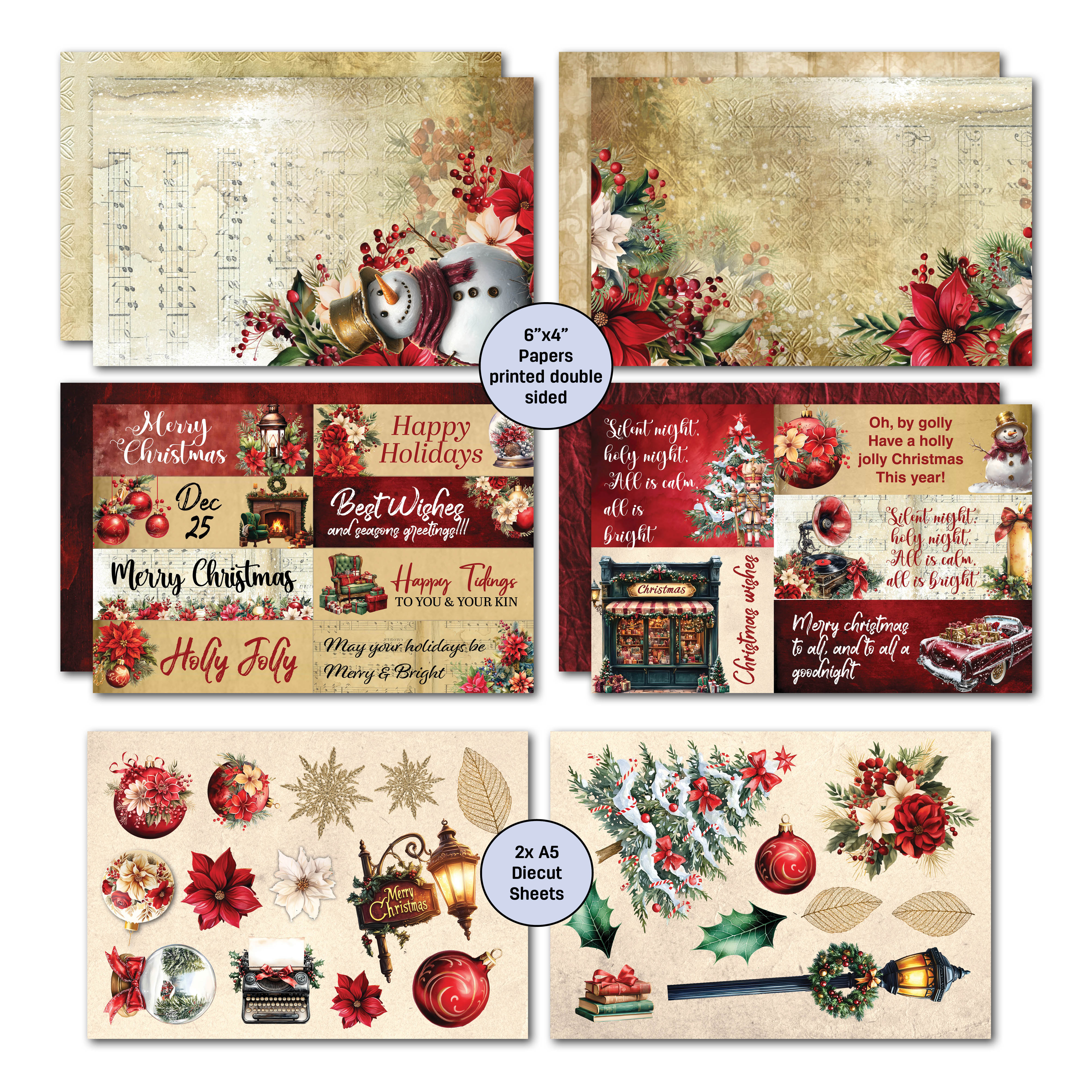 3Quarter Designs Holly Jolly 6x4 Card Pack