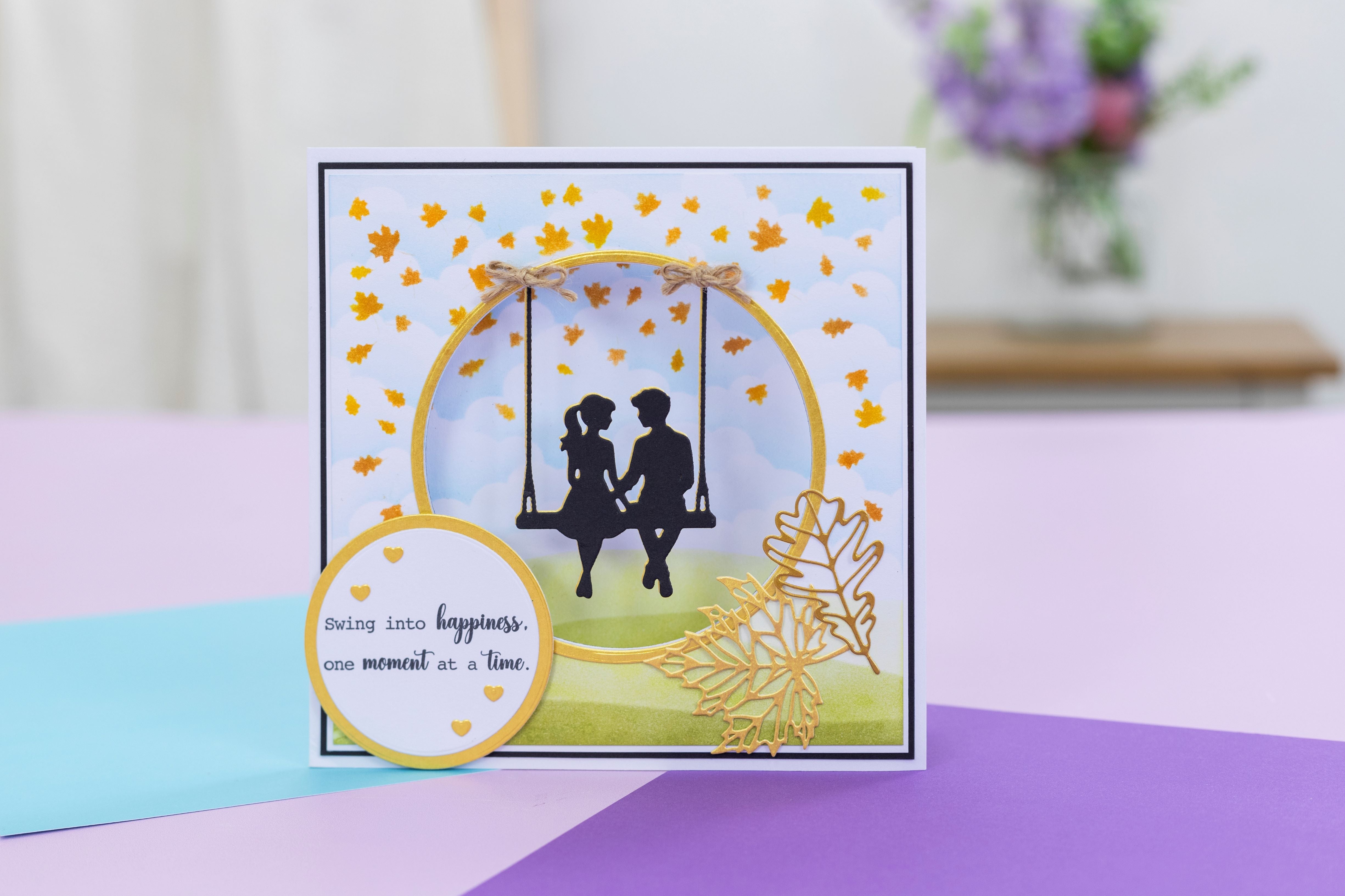 Crafters Companion Metal Die, Stamp & Stencil Set - Swing into Happiness