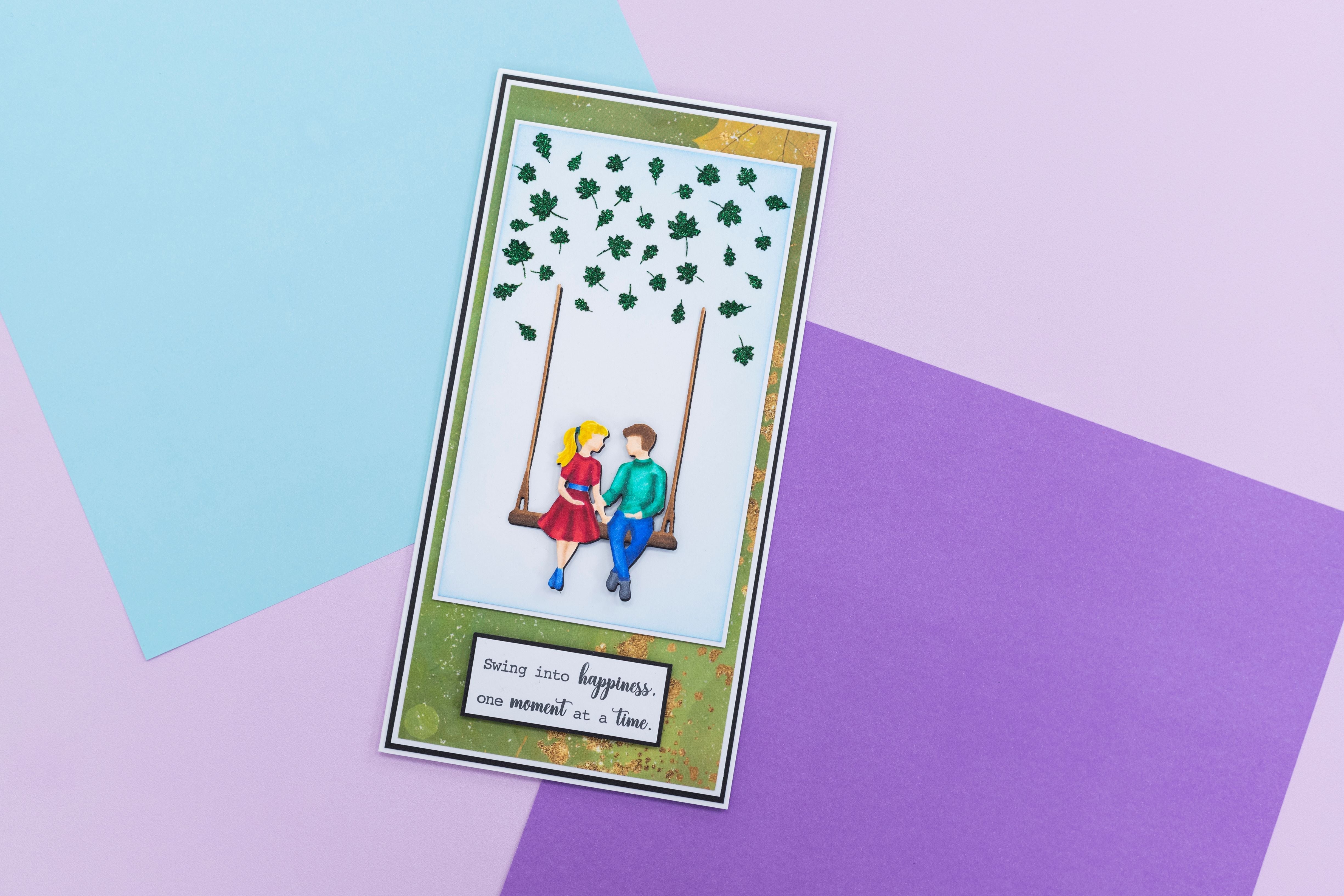 Crafters Companion Metal Die, Stamp & Stencil Set - Swing into Happiness