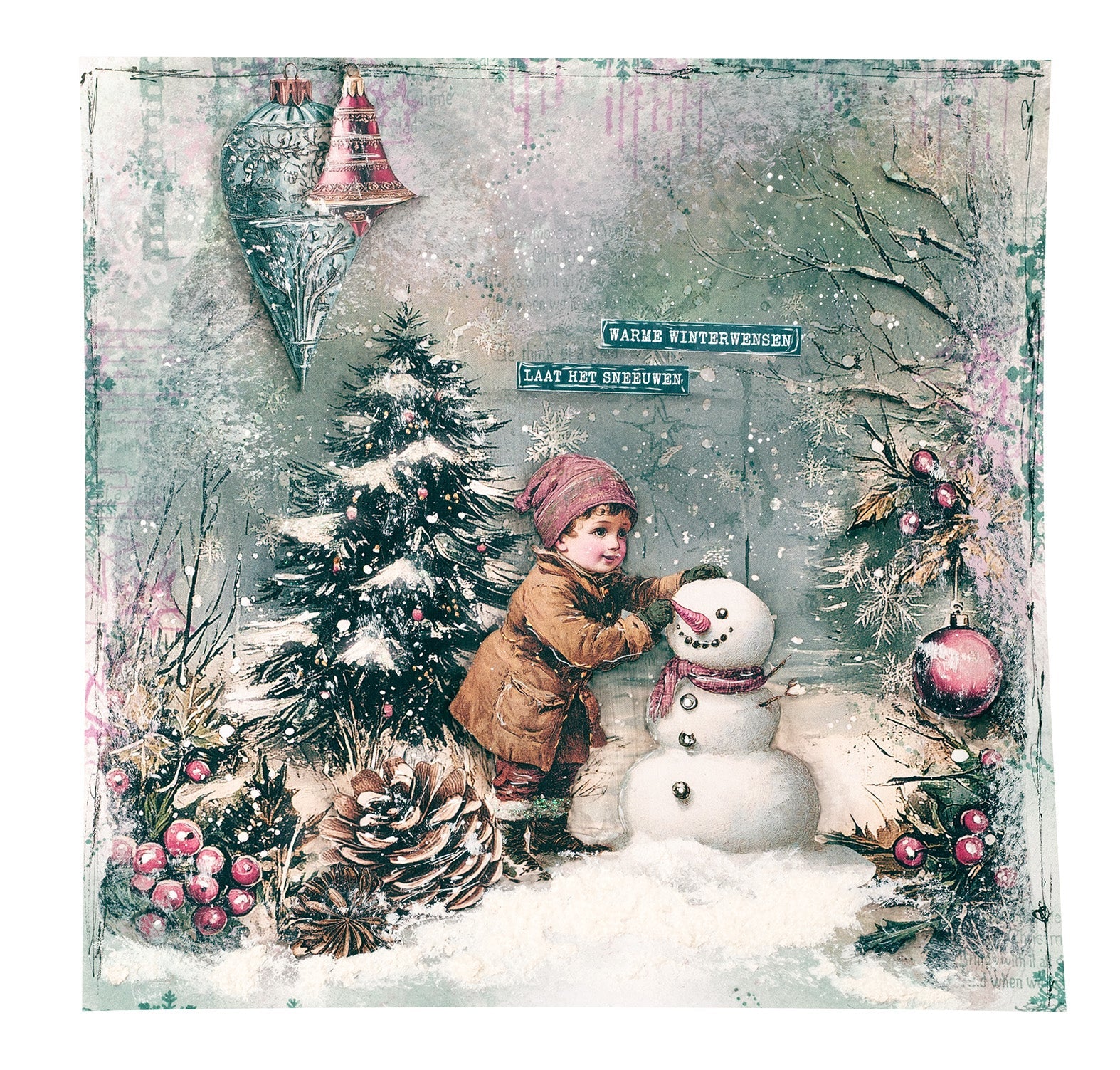 JMA Clear Stamp Winter Crackle Christmas Blush 1 Piece