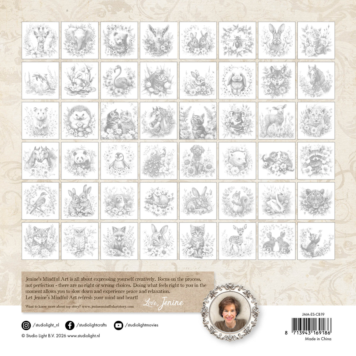 JMA Coloring Book Serene Animals Essentials 48 Sheets