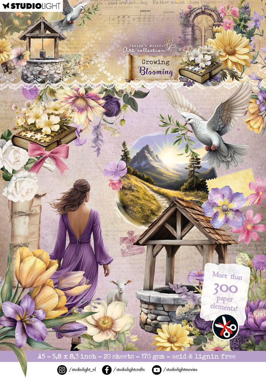 JMA Die-Cut Paper Pad Paper Elements Growing & Blooming 20 Sheets