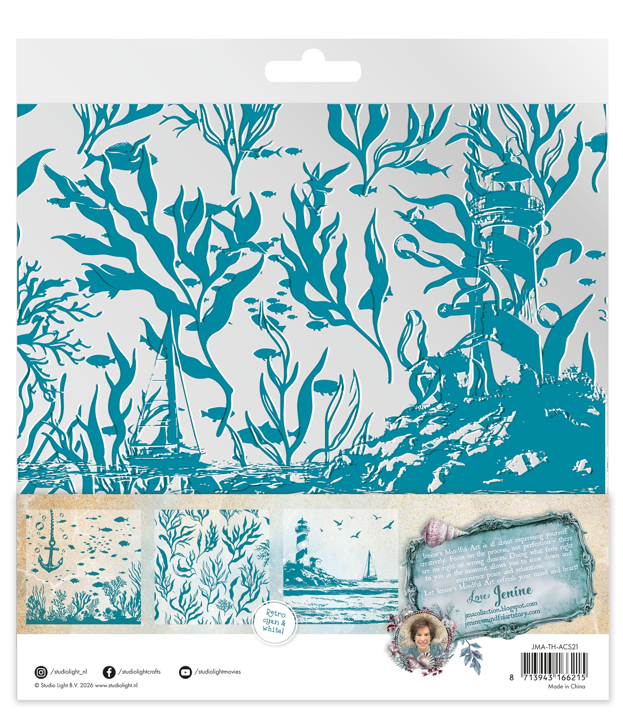 JMA Acetate Sheets White & Retro Cyan Tide of Hope 6 Sheets