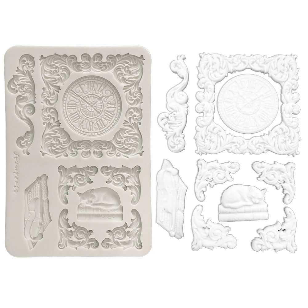 Silicon Mould Designs A5 For Art And Craft - Symphony Clock And Cat