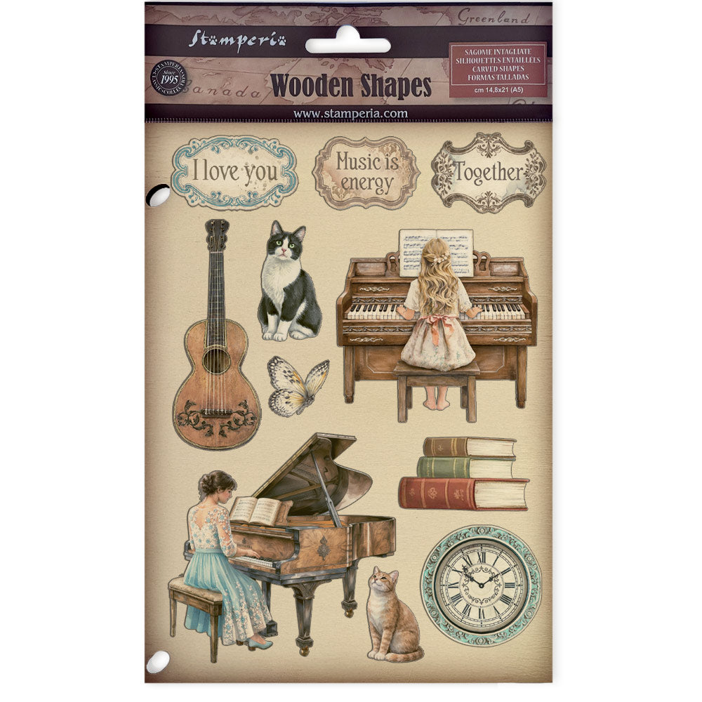Printed Decorative Wooden Shape For Art And Craft A5 - Symphony (SINGLE NOT 3PK)
