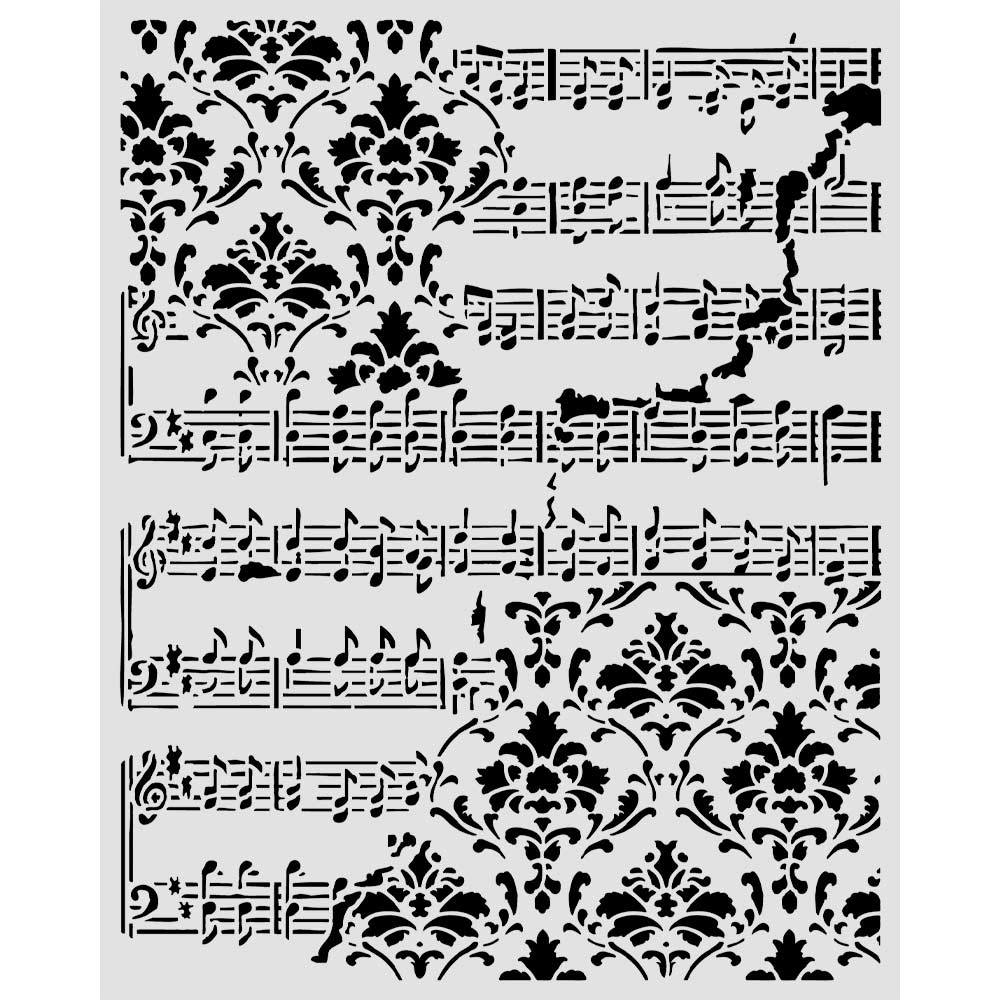 Cut Laser Stencil For Art And Craft cm 20x25 - Symphony Score And Frize (SINGLE NOT 3PK)