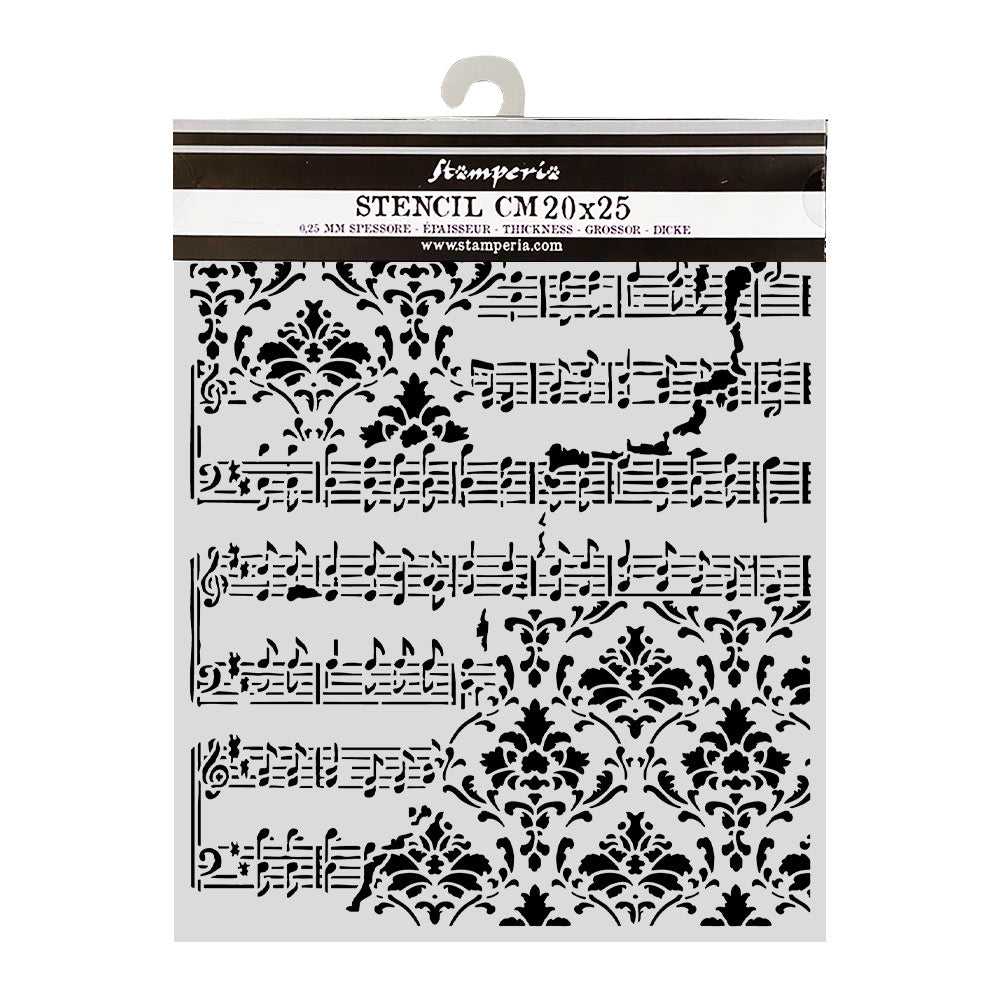 Cut Laser Stencil For Art And Craft cm 20x25 - Symphony Score And Frize (SINGLE NOT 3PK)