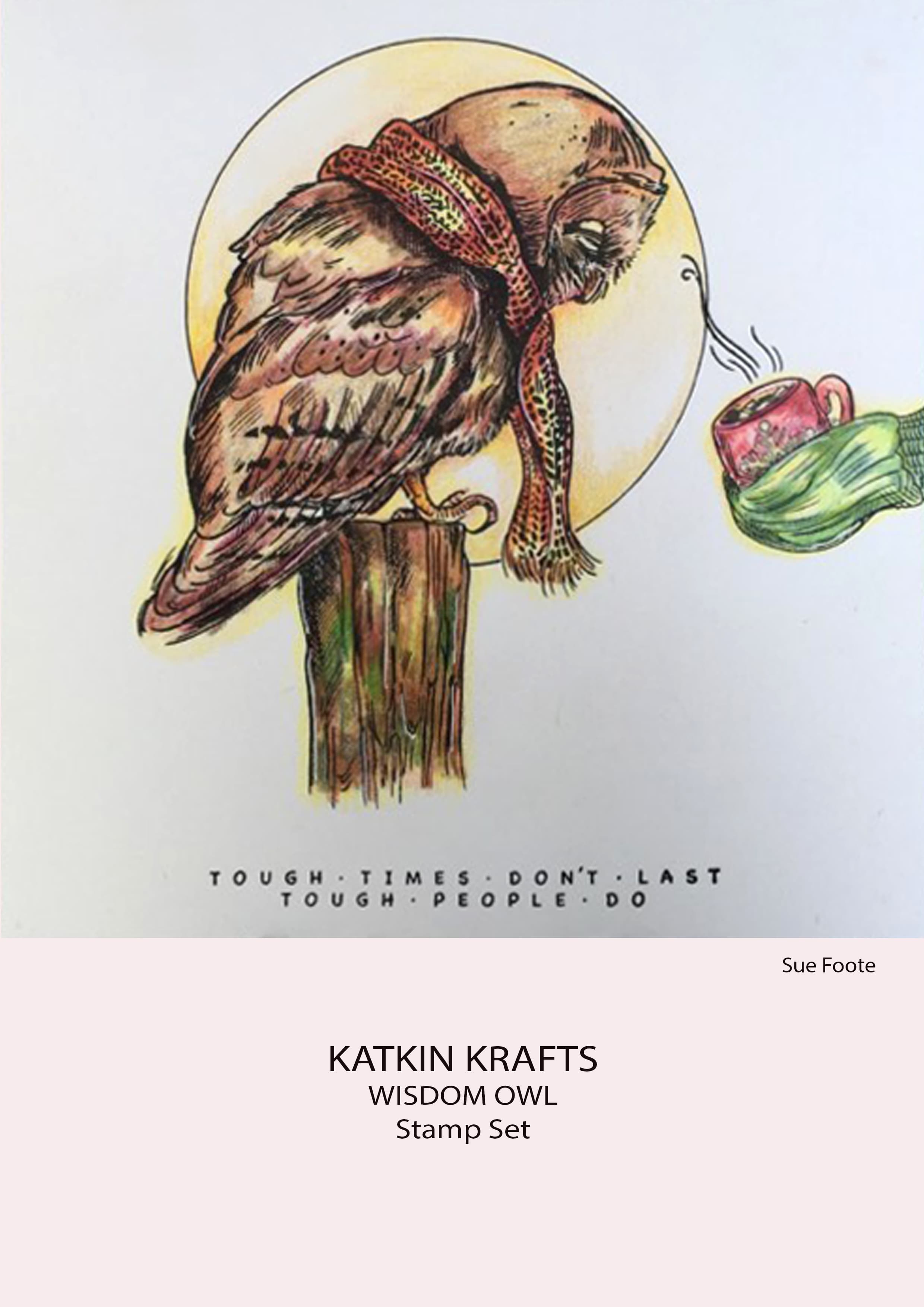 Katkin Krafts Wisdom Owl 6 in x 8 in Clear Stamp Set