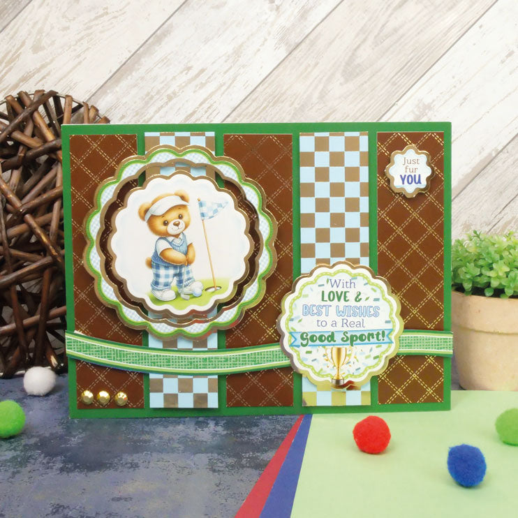 Teddy Time Foiled Edge-to-Edge Cardstock