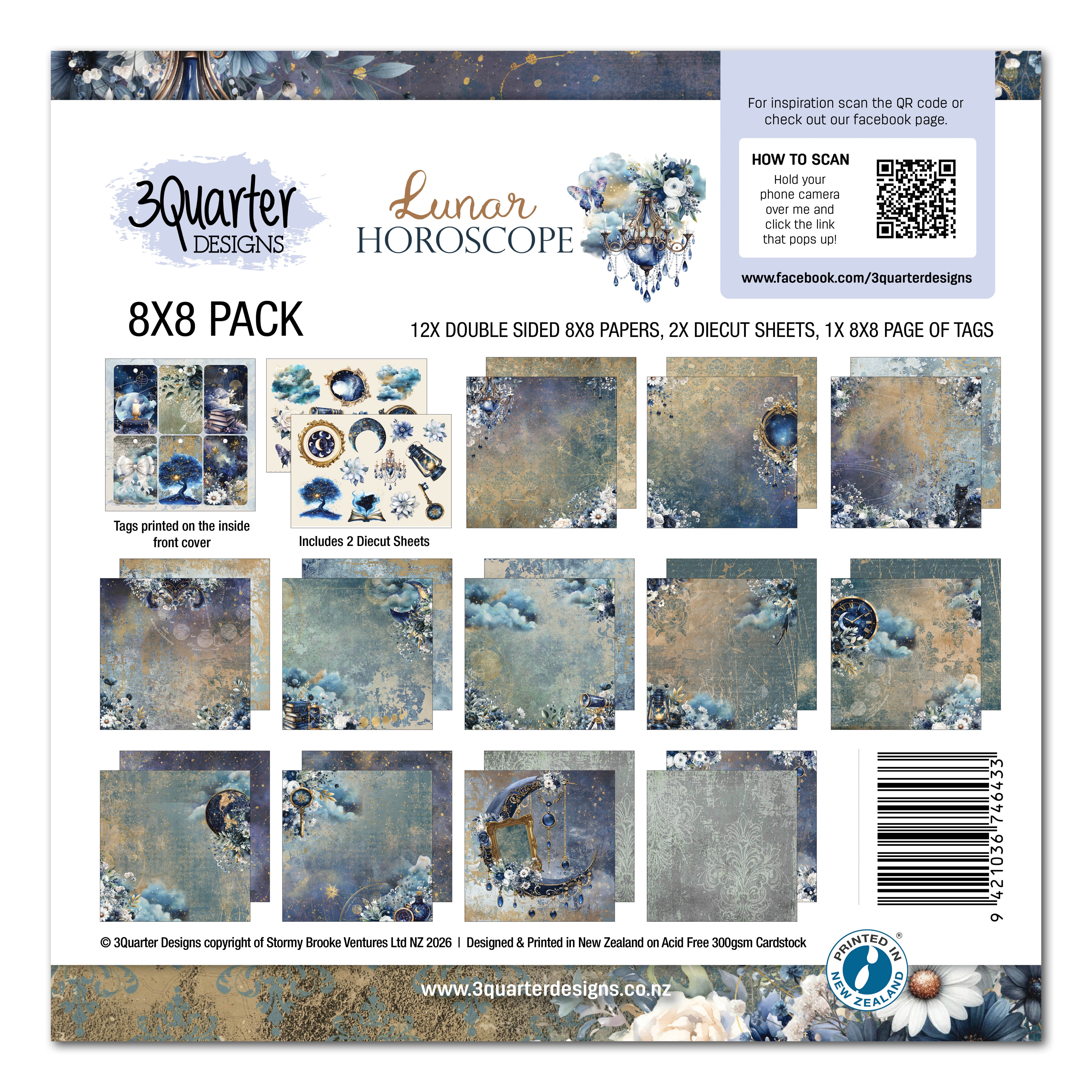 3Quarter Designs Lunar Horoscopes 8x8 Paper Pack & Diecuts Set