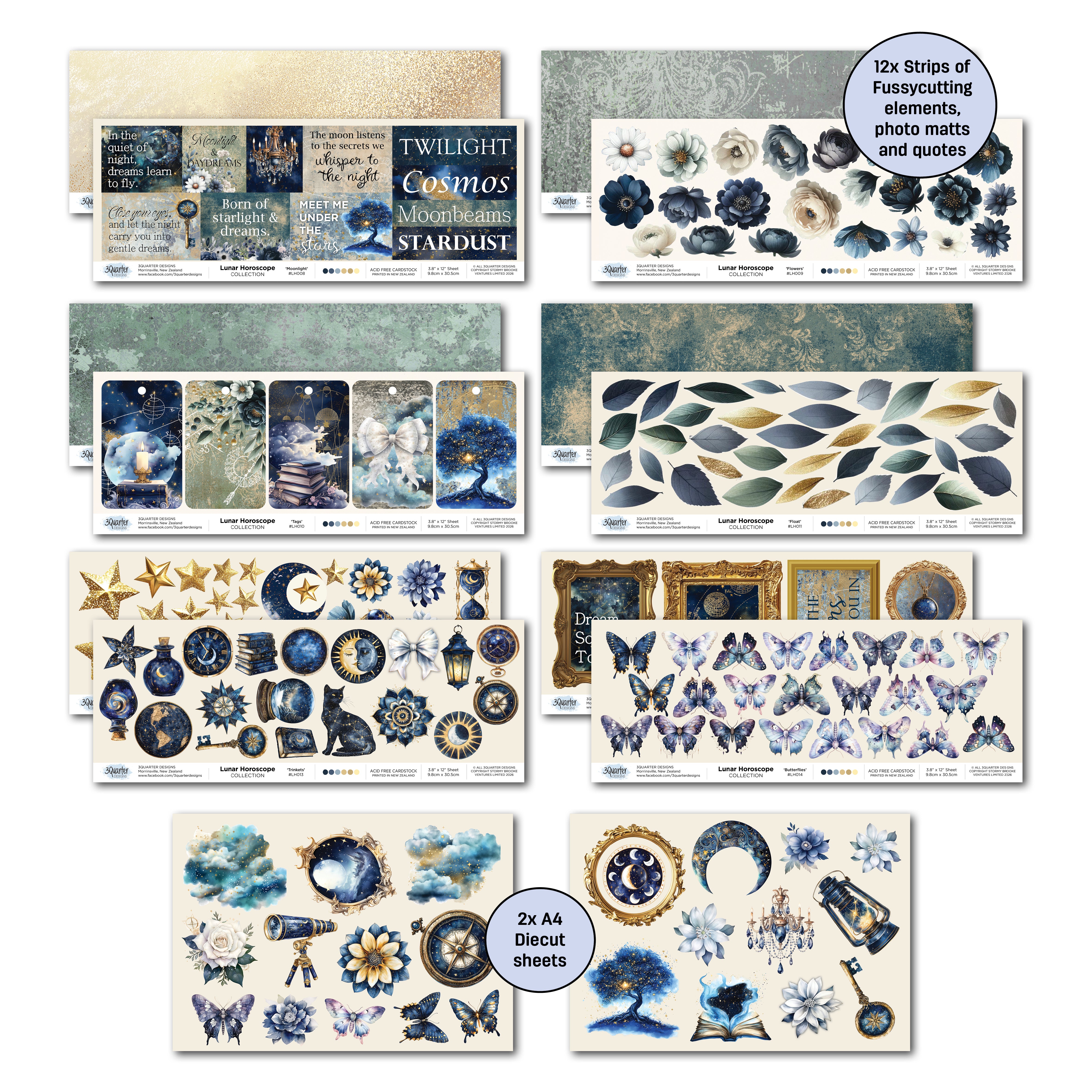 3Quarter Designs Lunar Horoscopes 12x12 Designer Paper & Diecuts Set