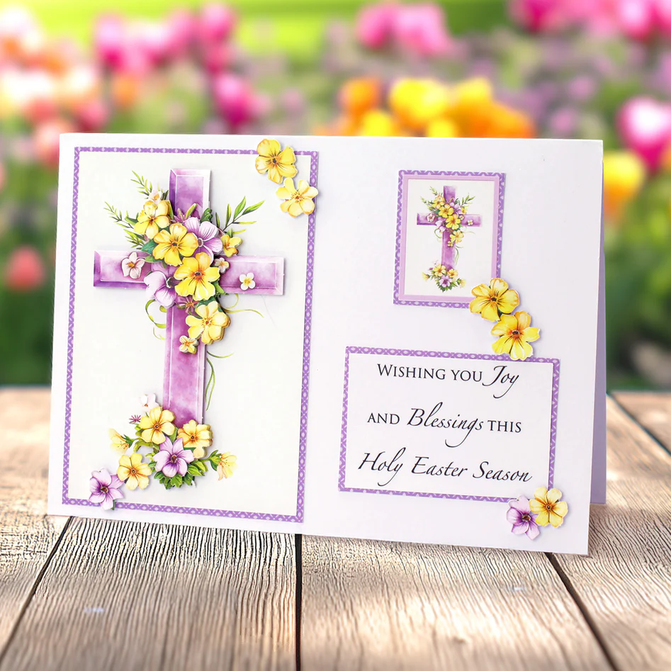 Die Cut Decoupage – Lilac Floral Cross (pack of 3)