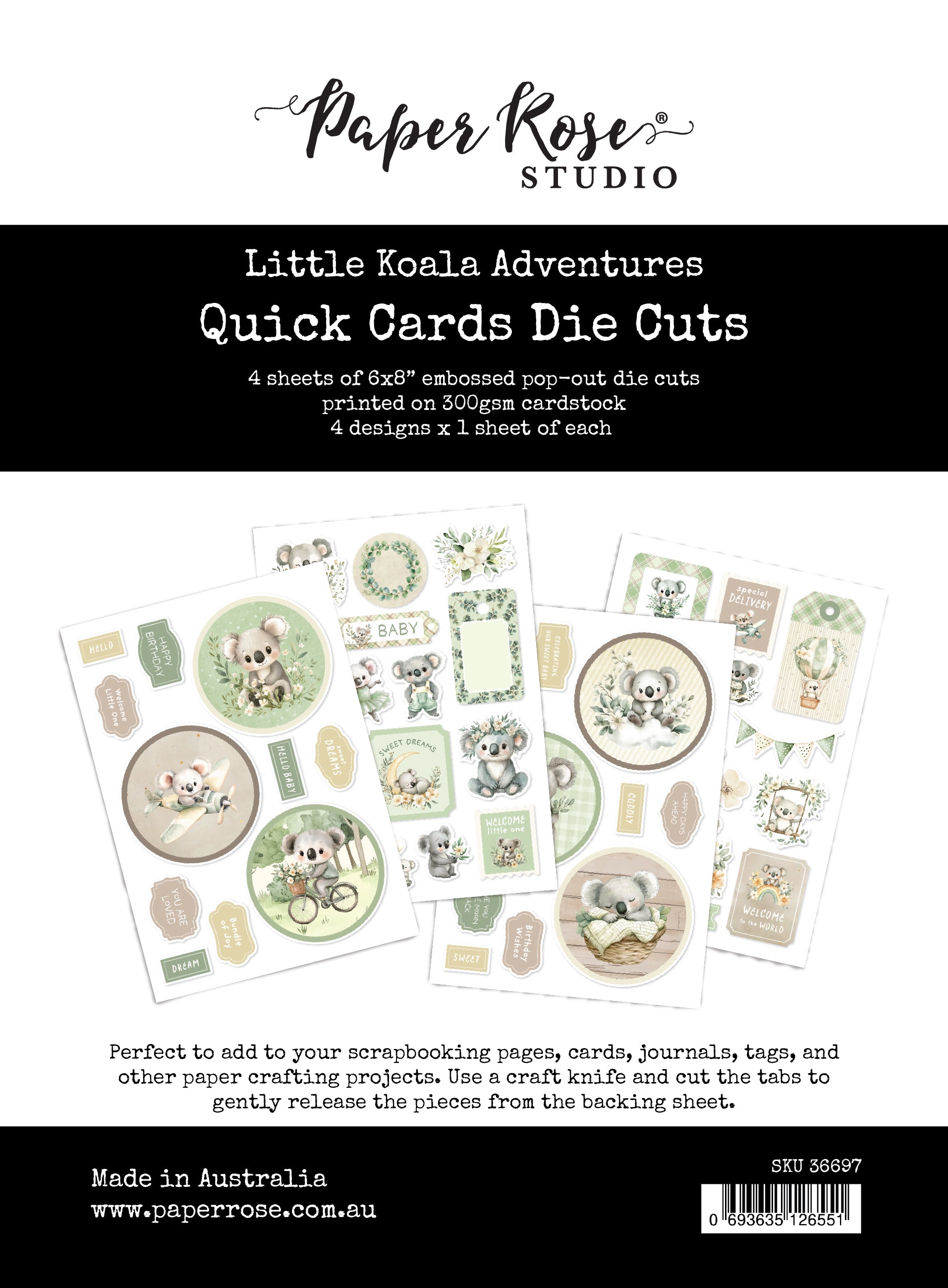 Little Koala Adventures 6x8" Quick Cards Die Cuts 36697