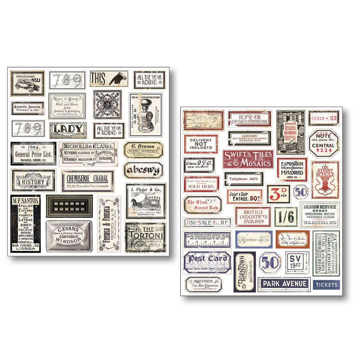 Mixed Media Sticker Set 10/Pkg Vintage Scripts
