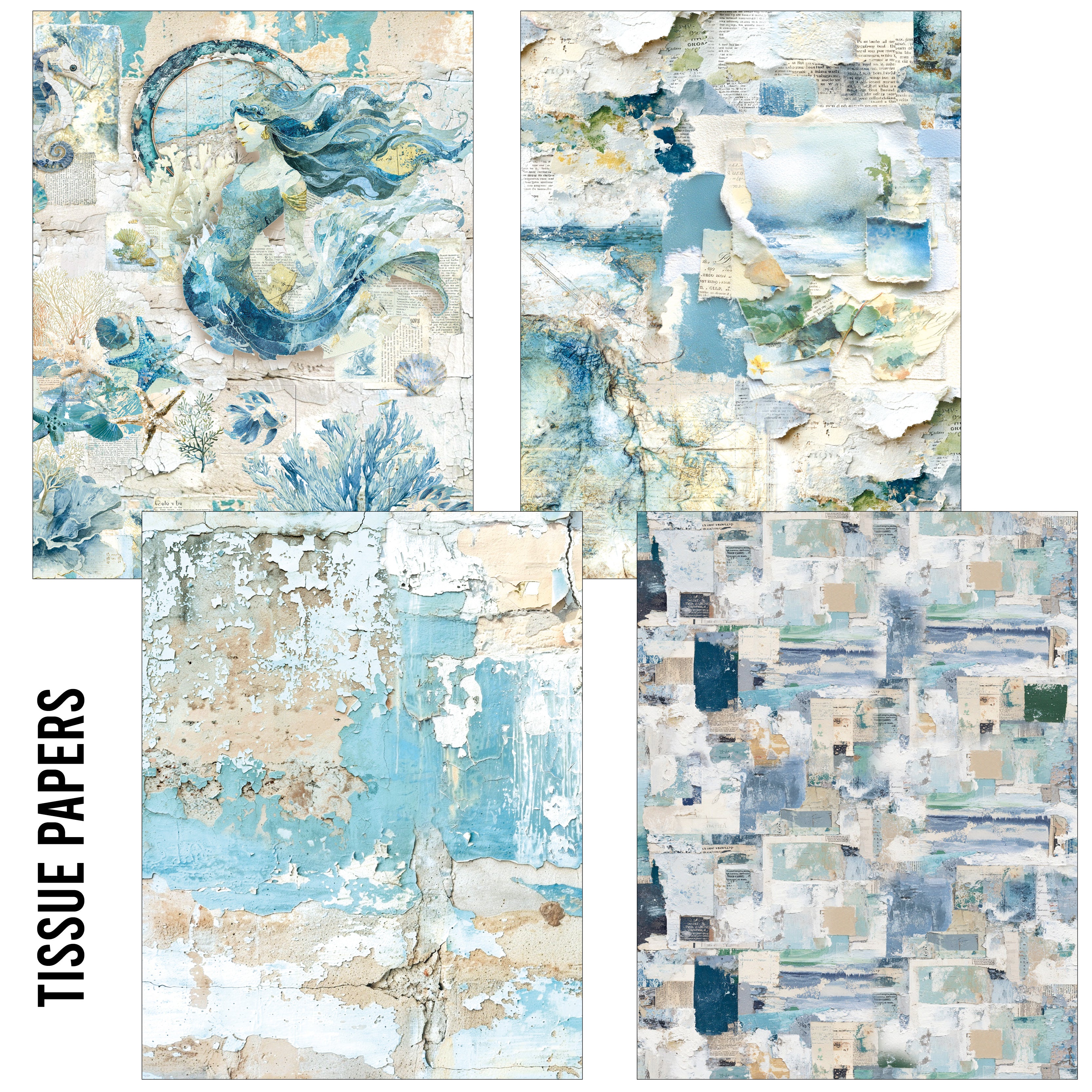 Craftmix Edge of the Ocean Mixed A5 Paper Pack - 8 Sheets (Tissue & Vellum Variety)
