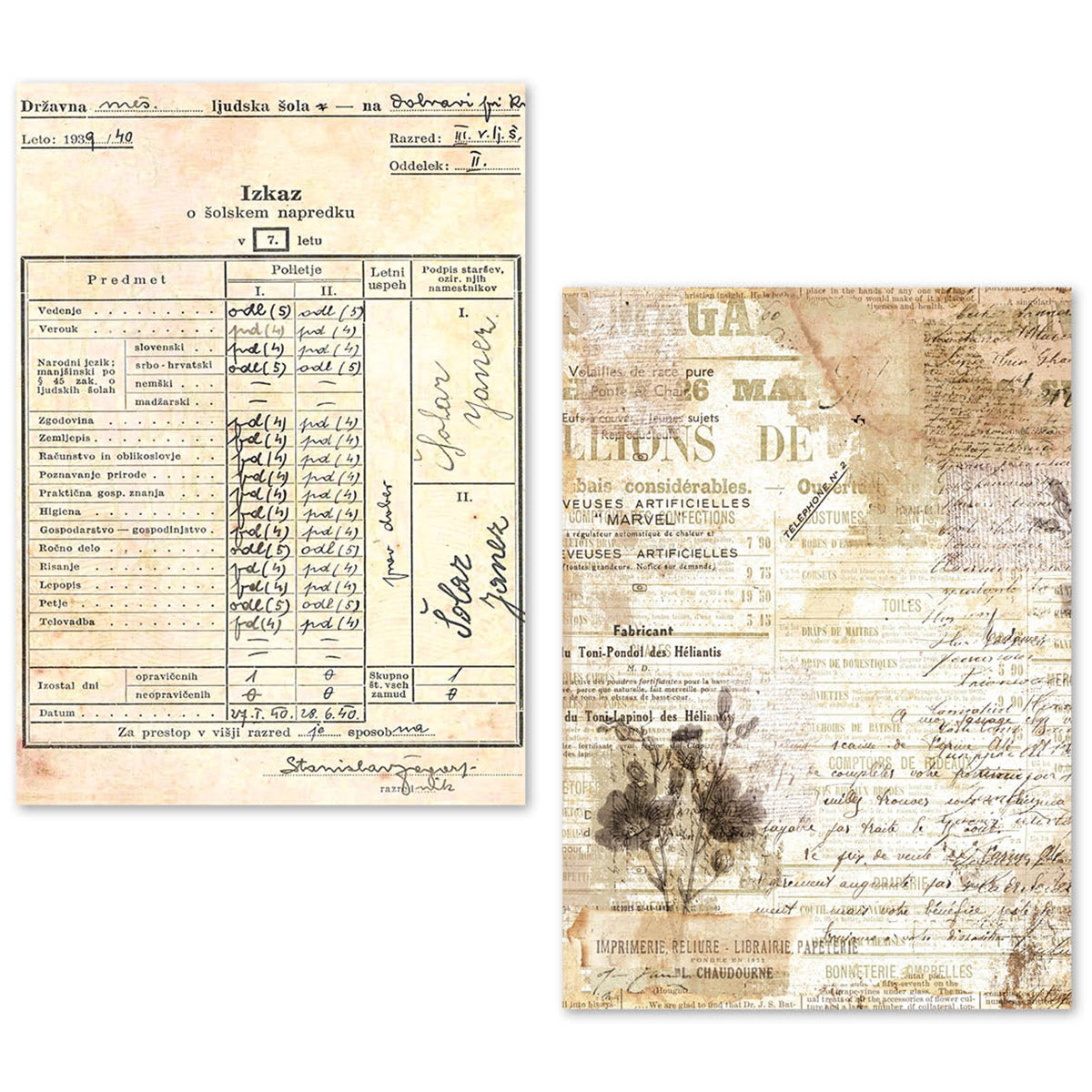A5 Tissue Paper Set – 24 Sheets Vintage Manuscript