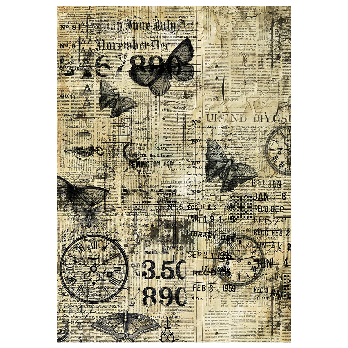 Mixed Media Rice Paper A4 Set 4/Pkg Time Capsule