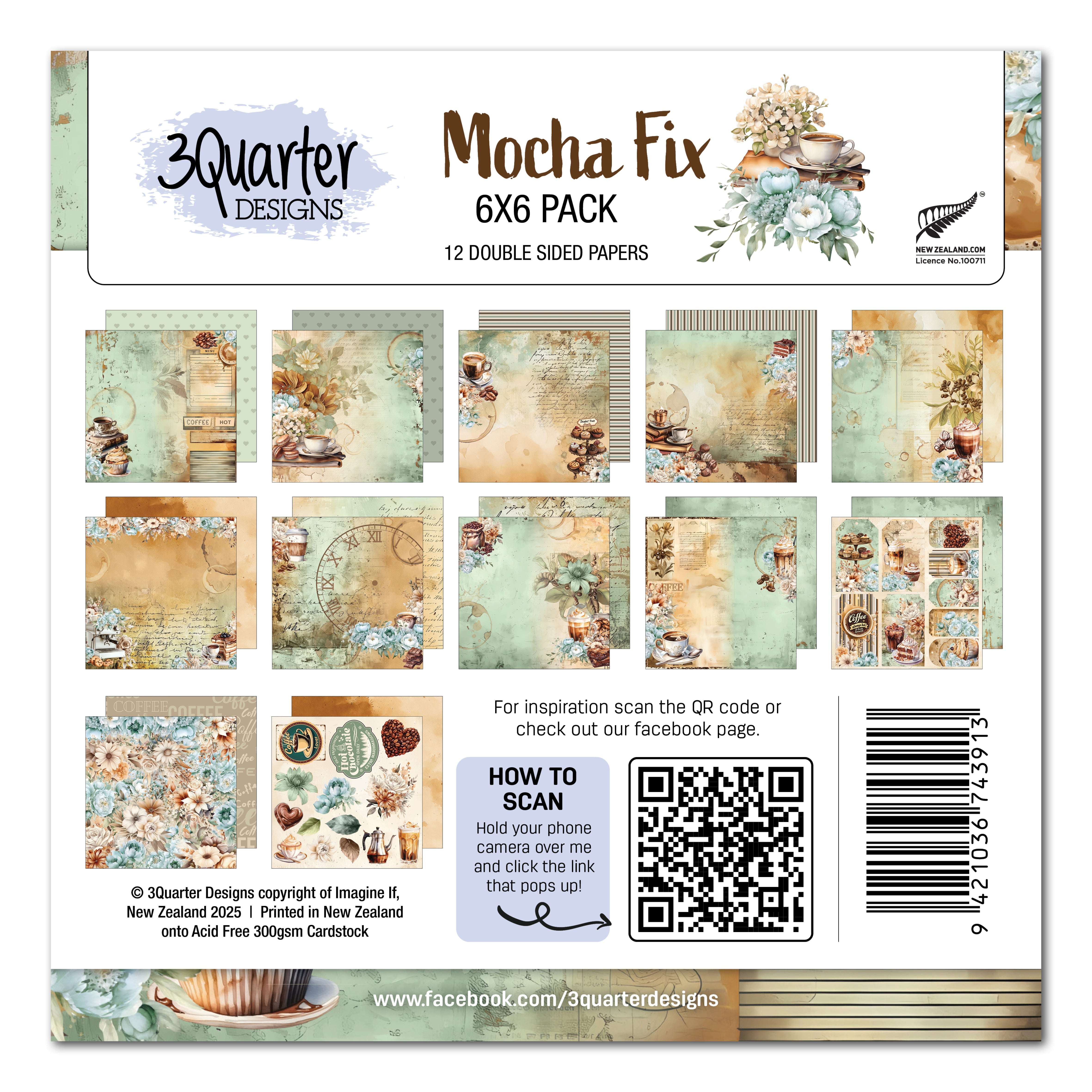 3Quarter Designs Mocha Fix 6x6 Paper Pack