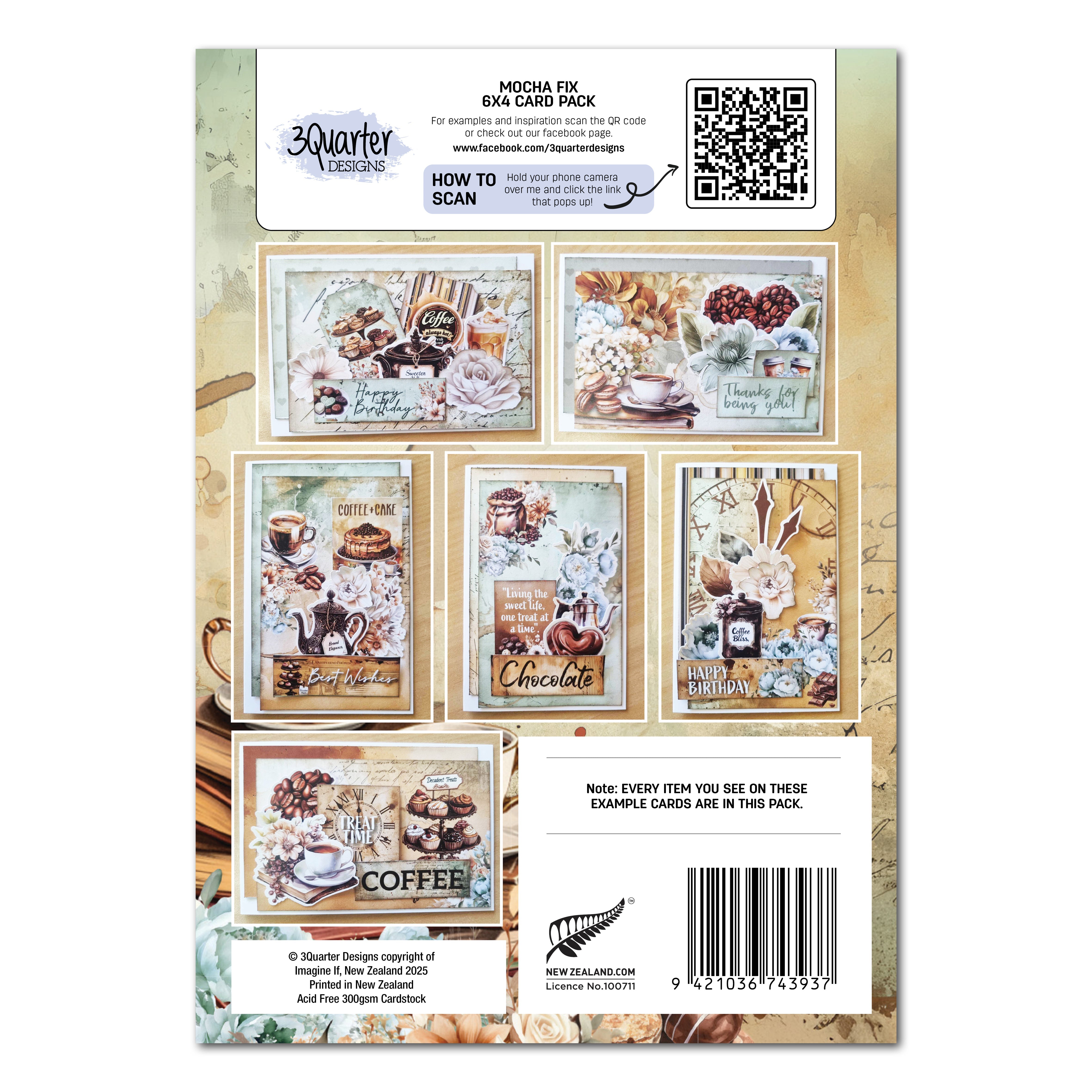 3Quarter Designs Mocha Fix 6x4 Card Pack