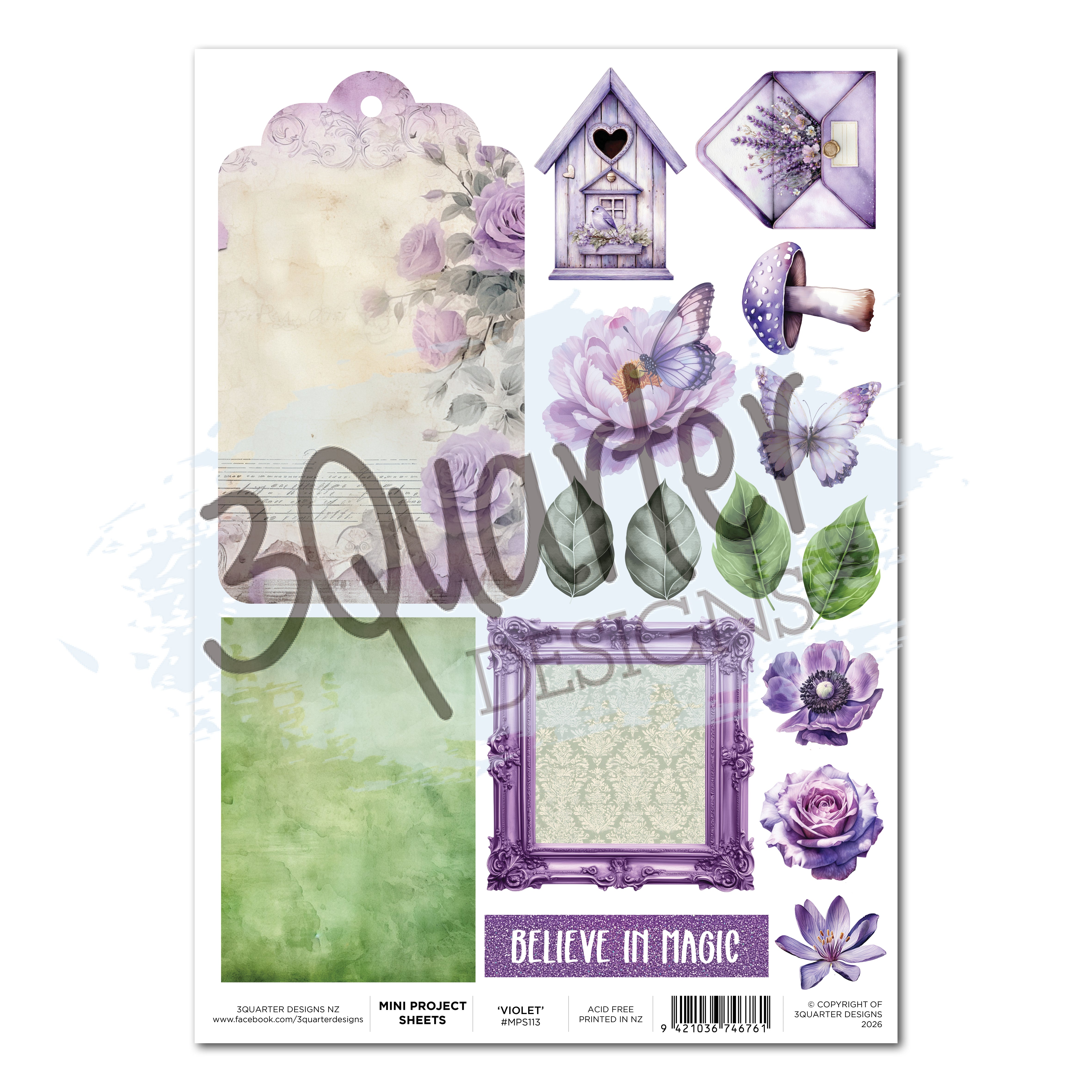 3Quarter Designs Violet Dreams Mini Project Sheet