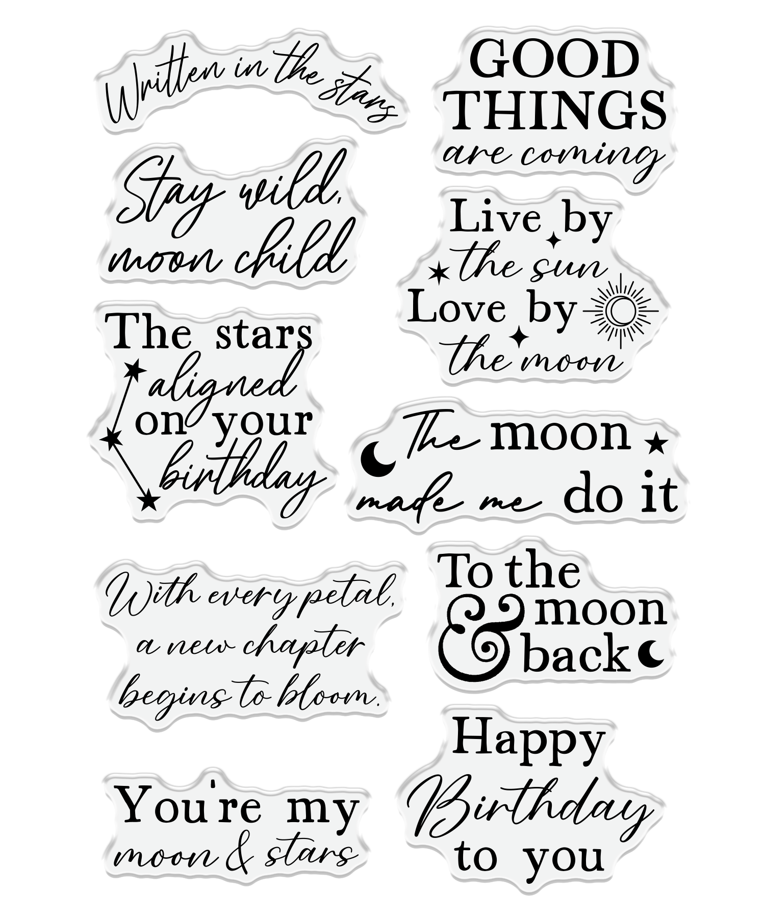 Natures Garden Lunar Blooms Clear Acrylic Stamp - Moonlit Messages
