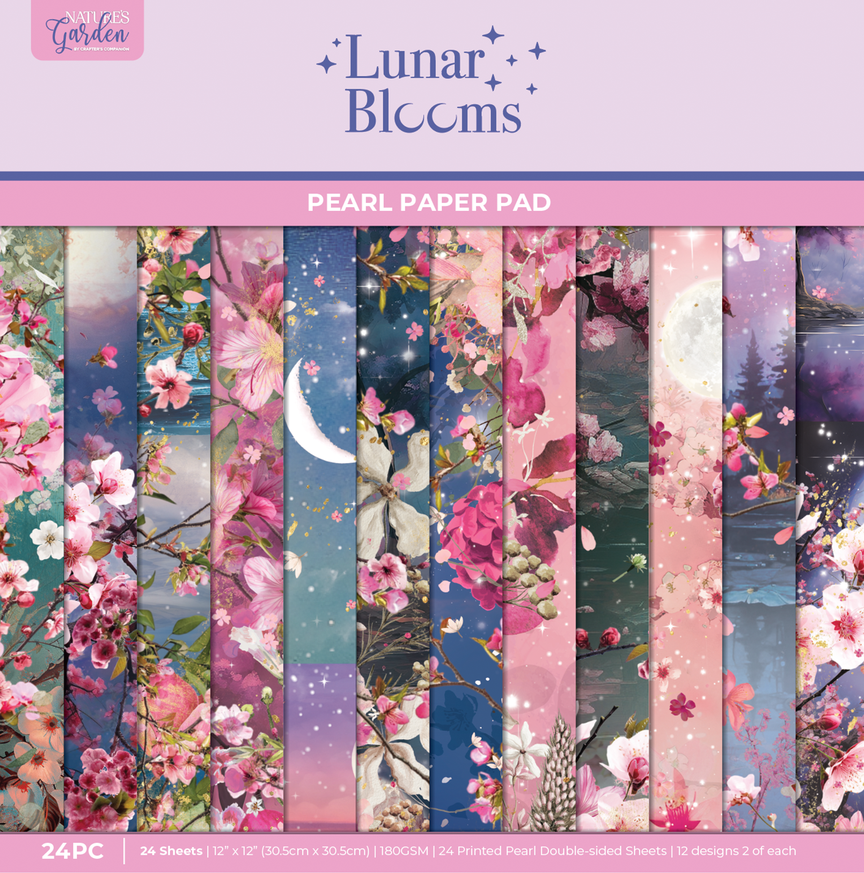 Natures Garden Lunar Blooms - 12”x12” Paper Pad