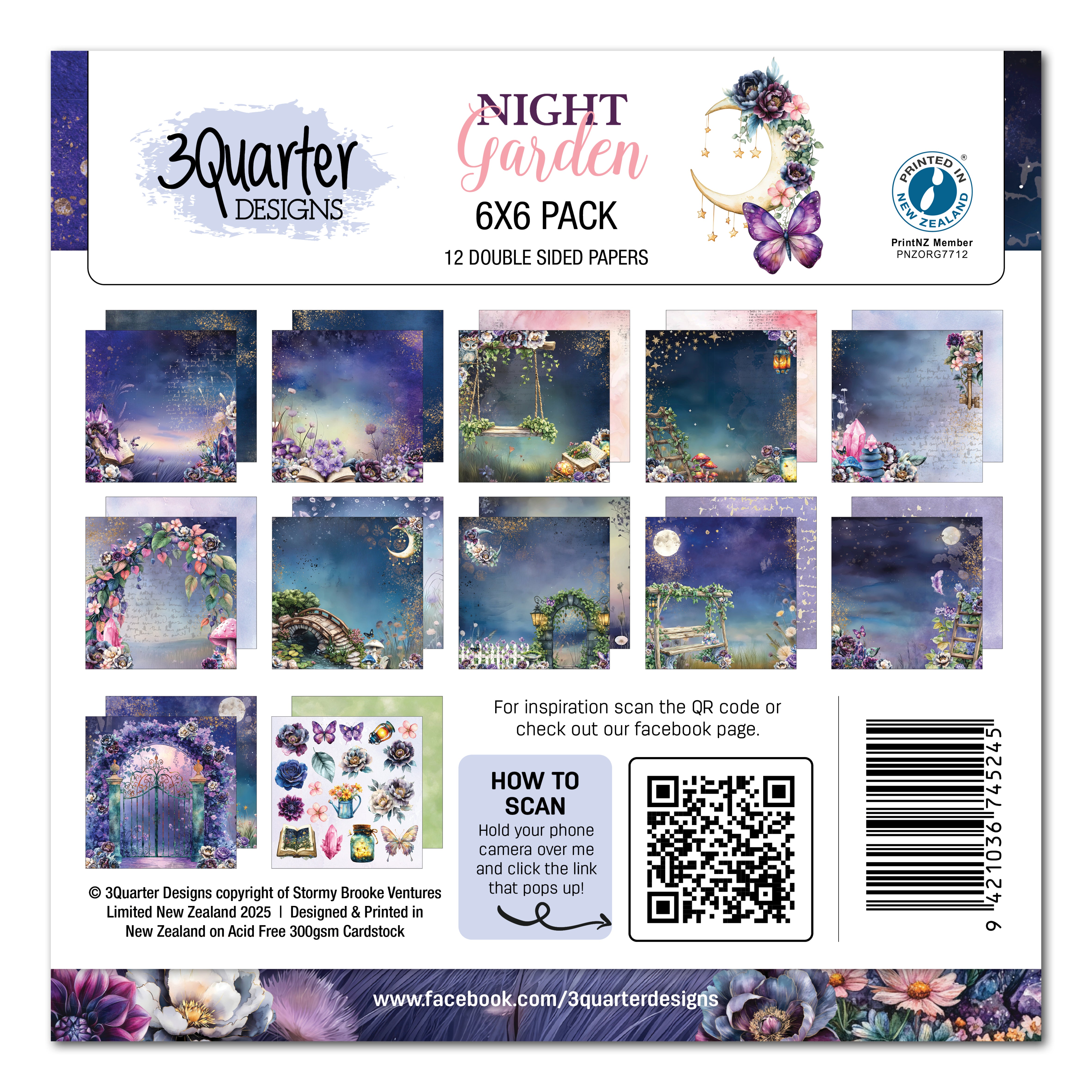 3Quarter Designs Night Garden 6x6 Paper Pack