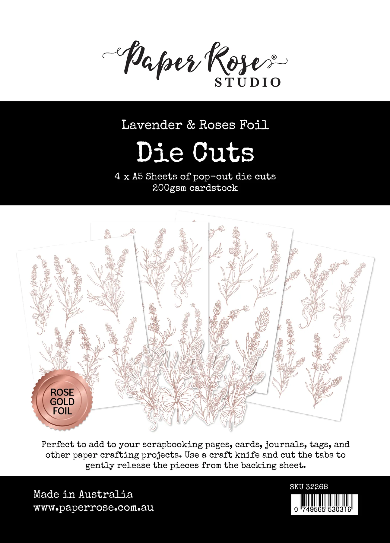 Lavender & Roses - Rose Gold Foil Die Cuts 32268