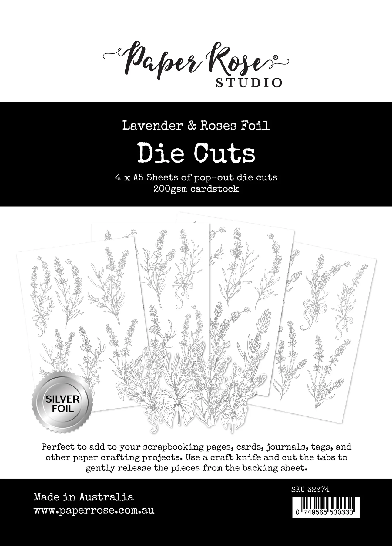 Lavender & Roses - Silver Foil Die Cuts 32274