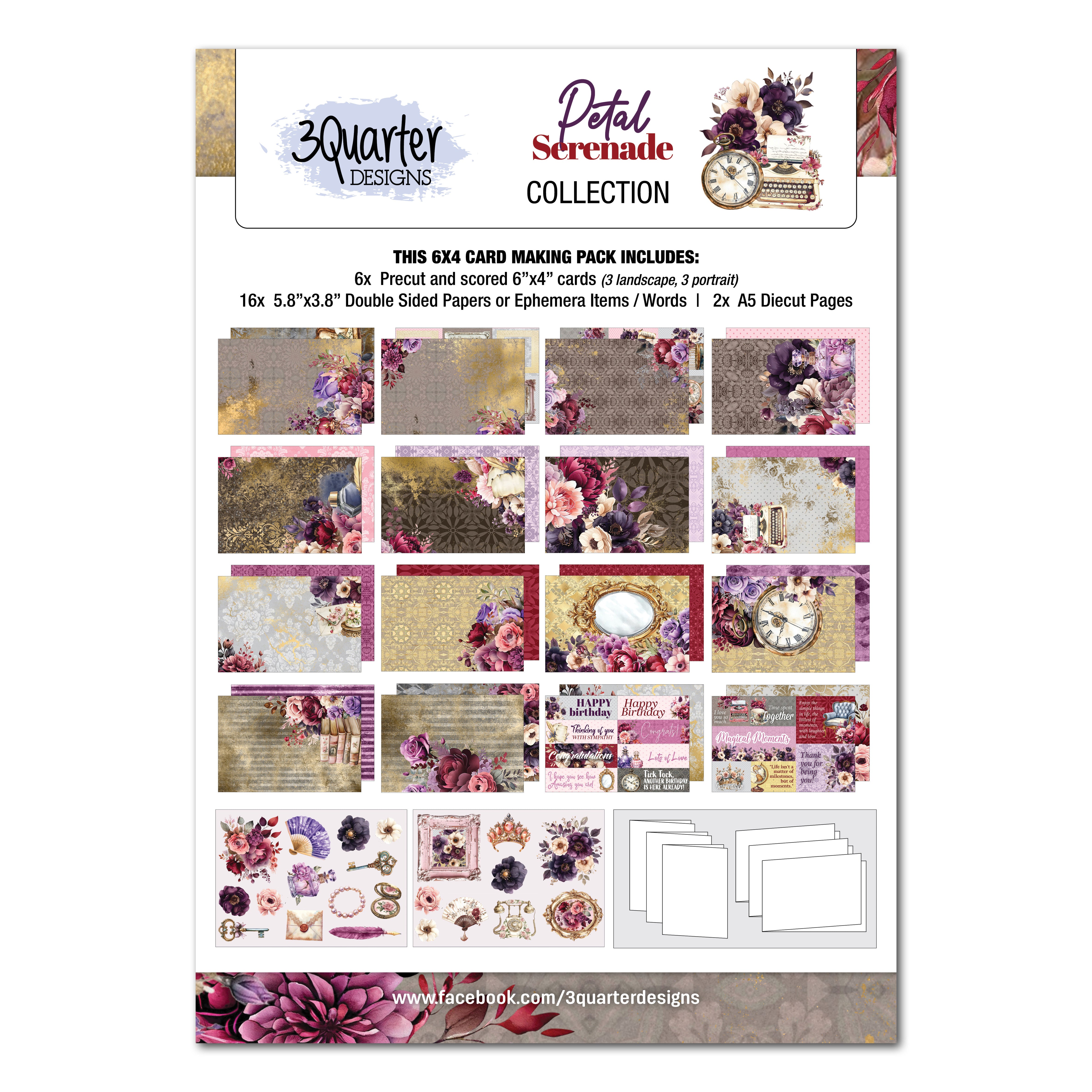 3Quarter Designs Petal Serenade 6x4 Card Pack
