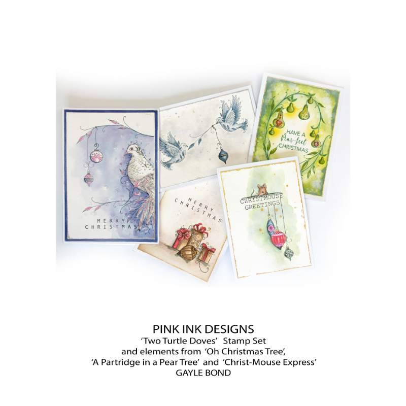 Pink Ink Designs Two Turtle Doves 6 in x 8 in Clear Stamp Set