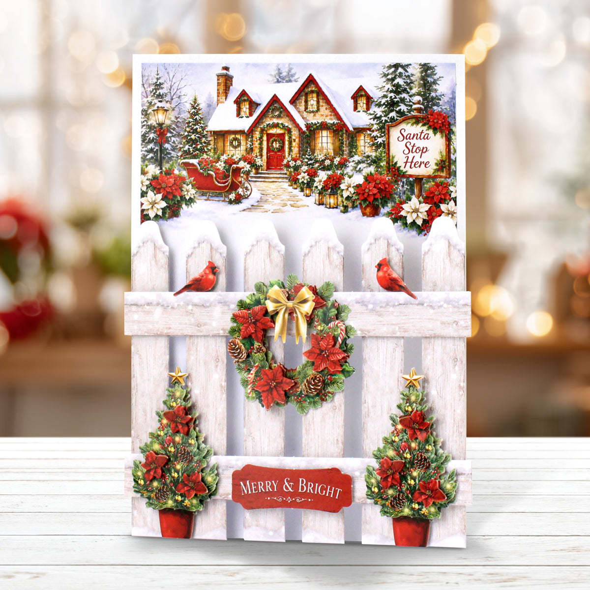Poinsettia Garden Picket Fence, Card Making Kit