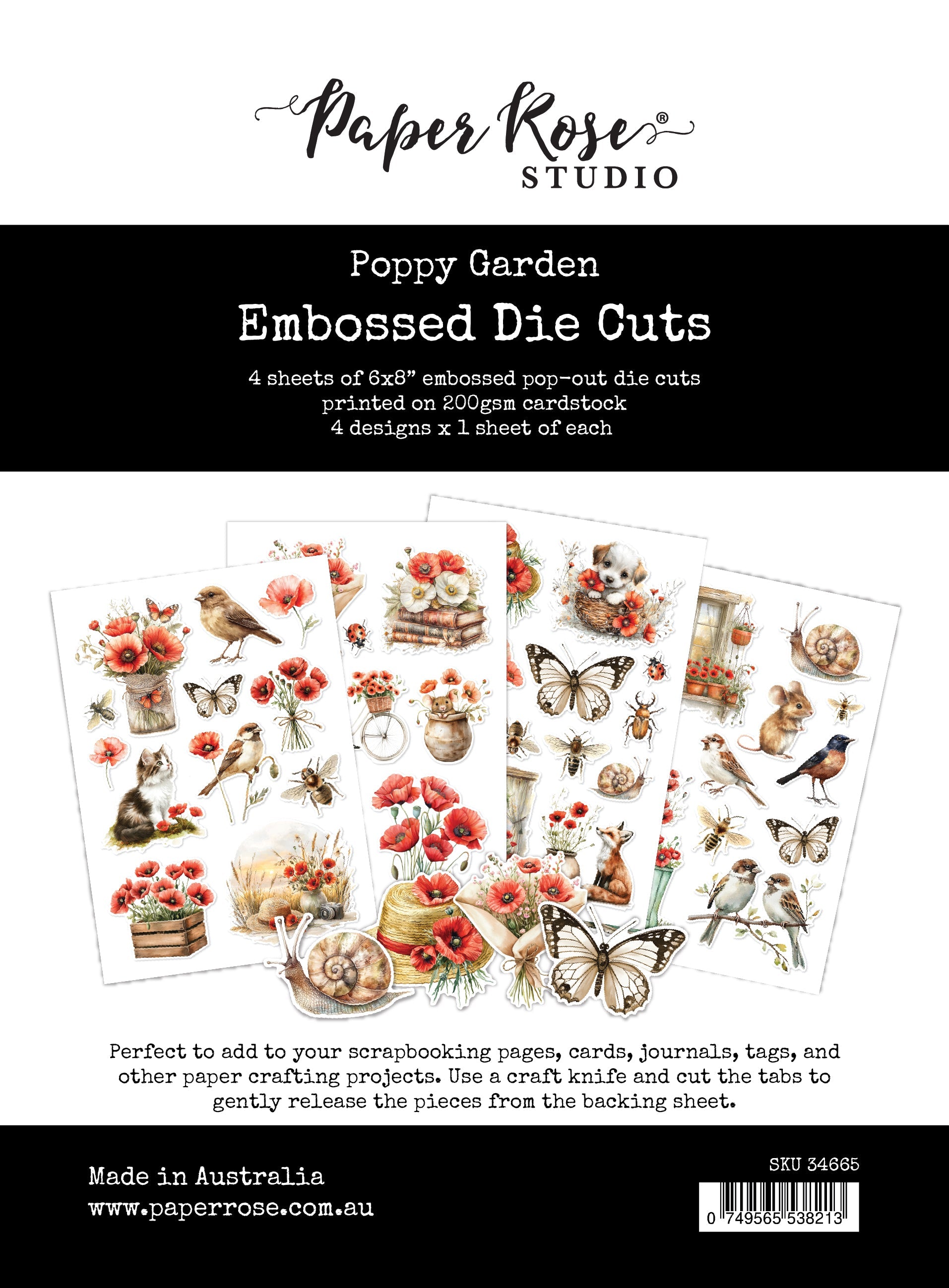 Poppy Garden Embossed Die Cuts 34665
