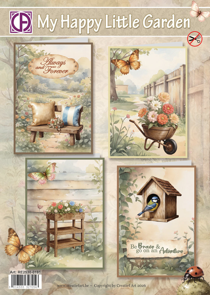 Creatief Art - Card Kit - My Happy Little Garden - 4 Pieces