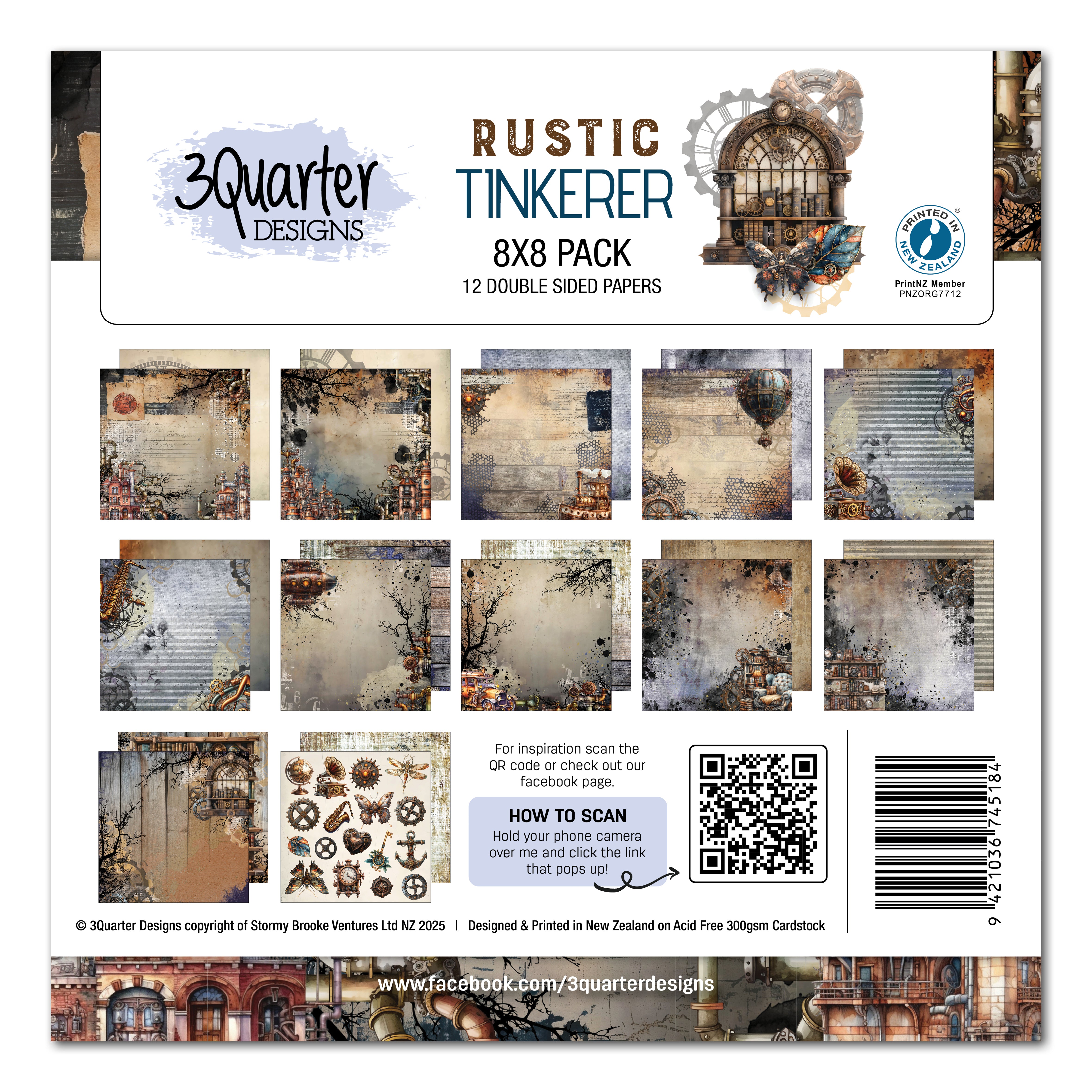 3Quarter Designs Rustic Tinkerer 8x8 Paper Pack
