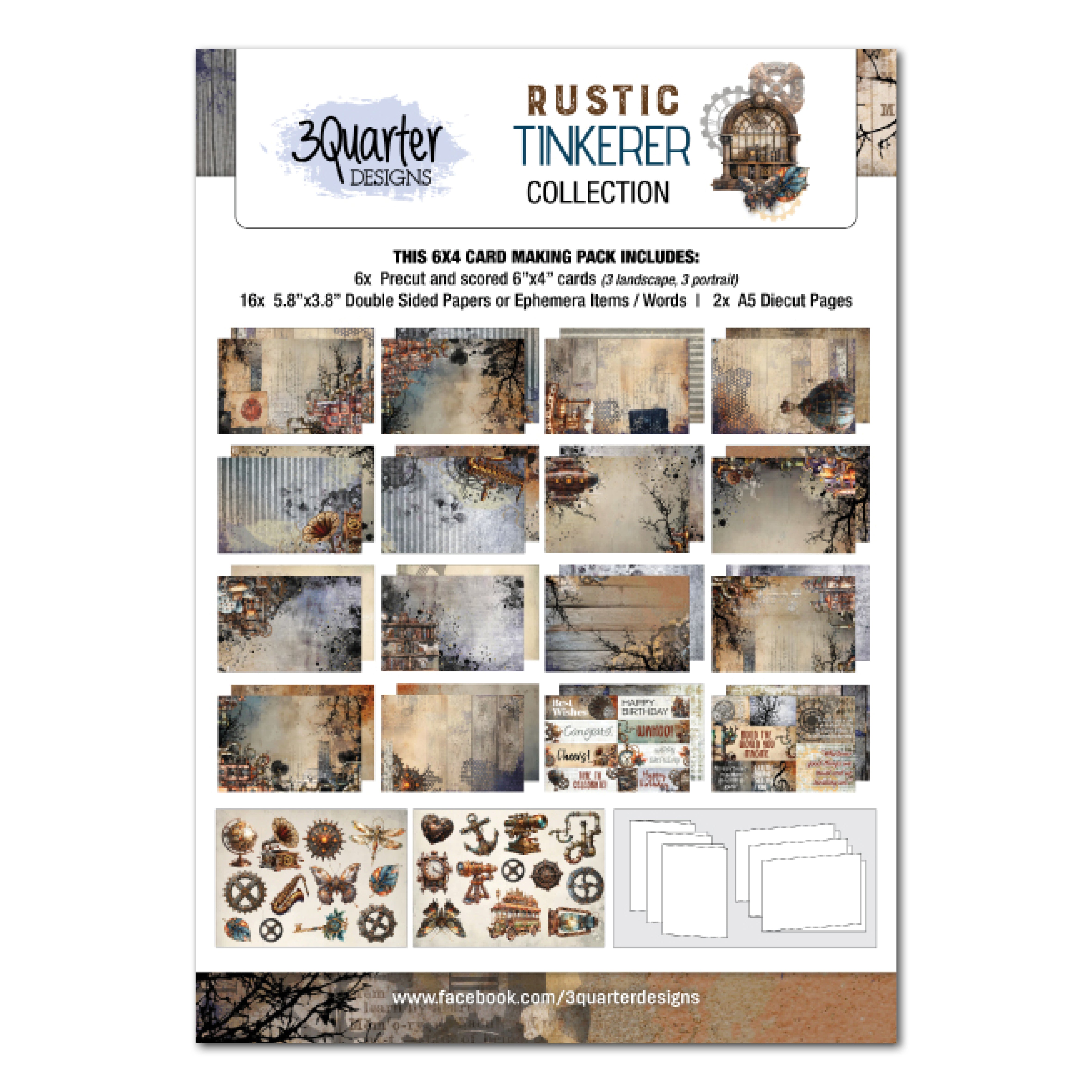 3Quarter Designs Rustic Tinkerer 6x4 Card Pack