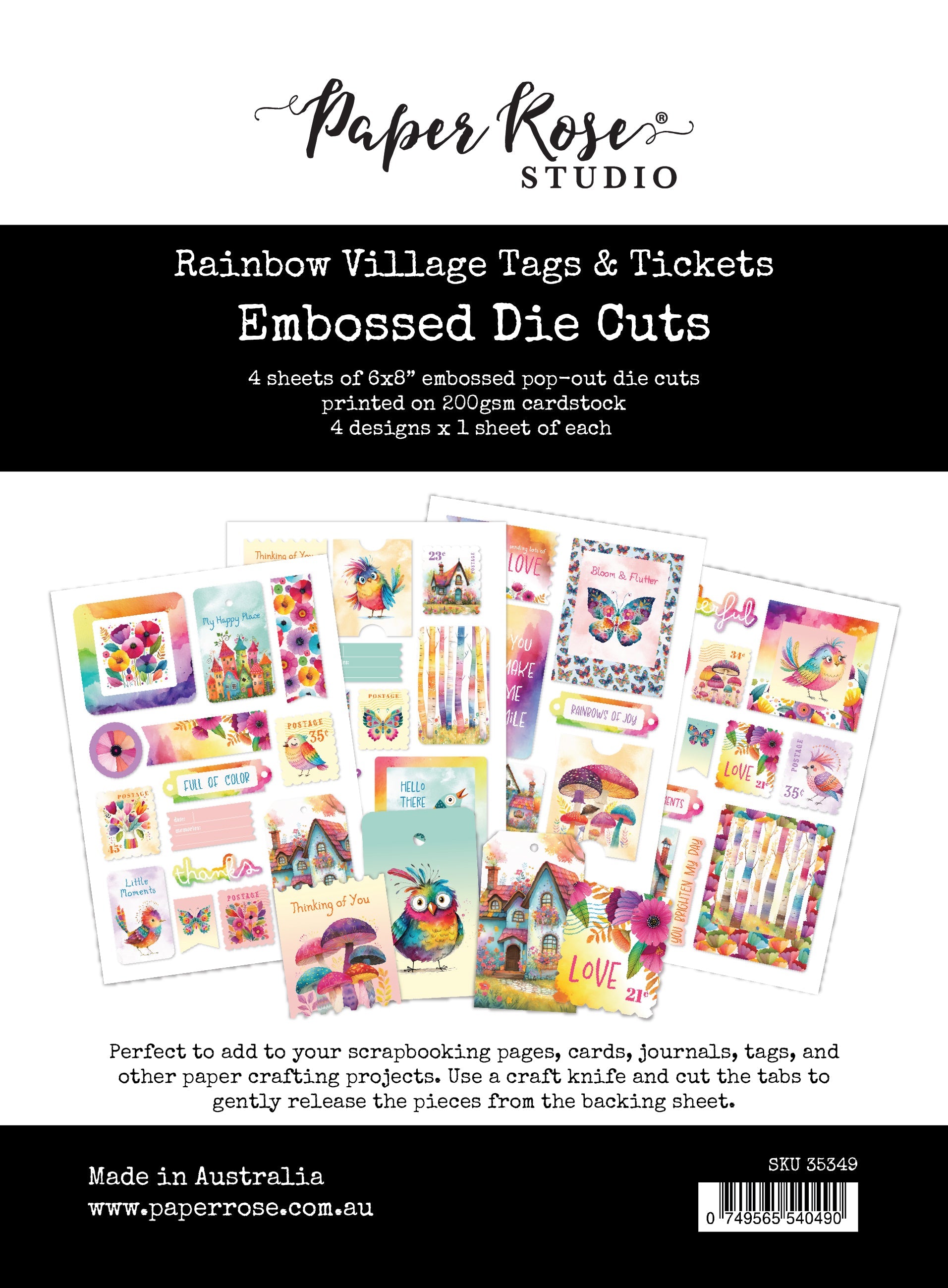 Rainbow Village Tags & Tickets Embossed Die Cuts 35349
