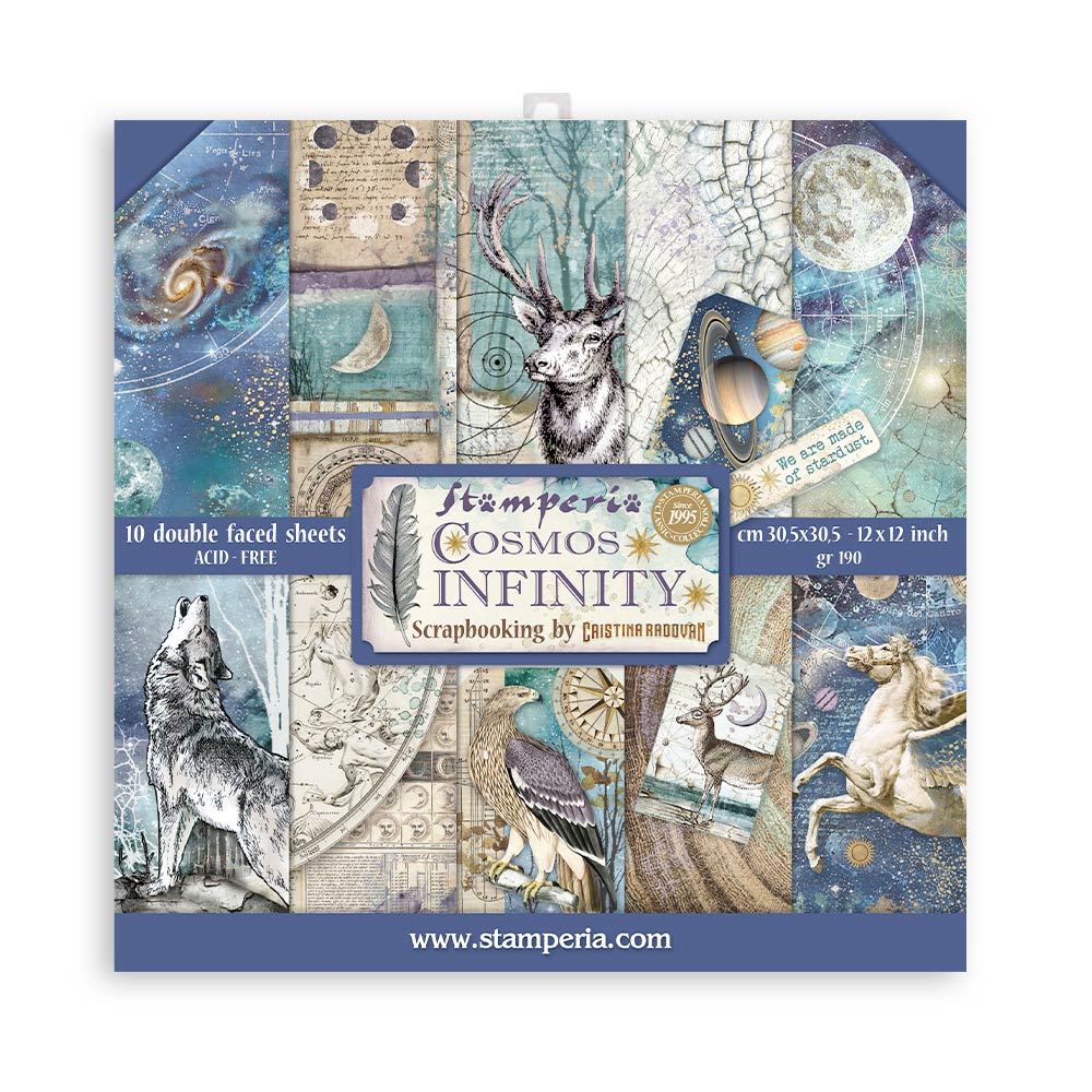 12”x12” (30.5x30.5 cm) Paper Pad 10 Double Sided Printed Sheets - Cosmos Infinity