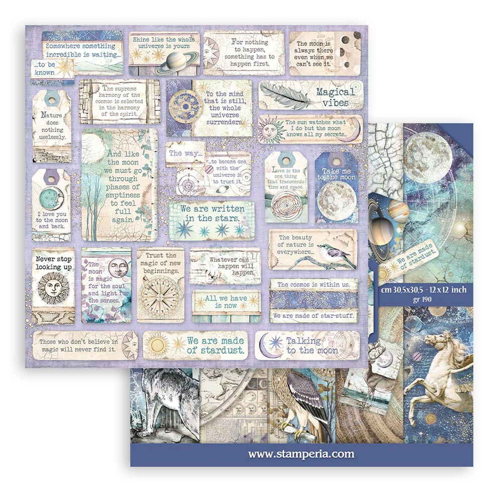 12”x12” (30.5x30.5 cm) Paper Pad 10 Double Sided Printed Sheets - Cosmos Infinity