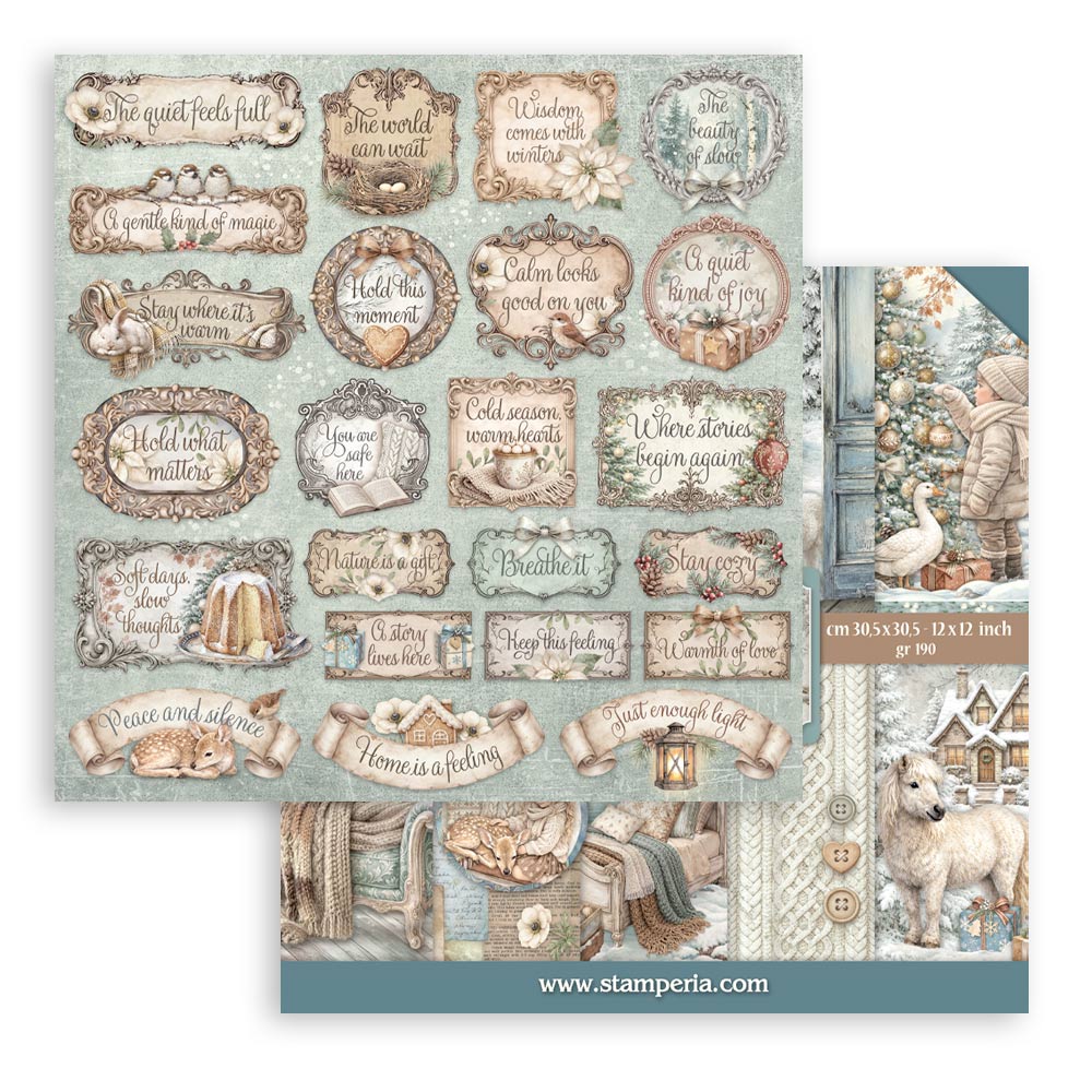 Scrapbooking Printed Pad For Art And Craft 10 Sheets cm 30.5x30.5 (12"x12") - White Christmas